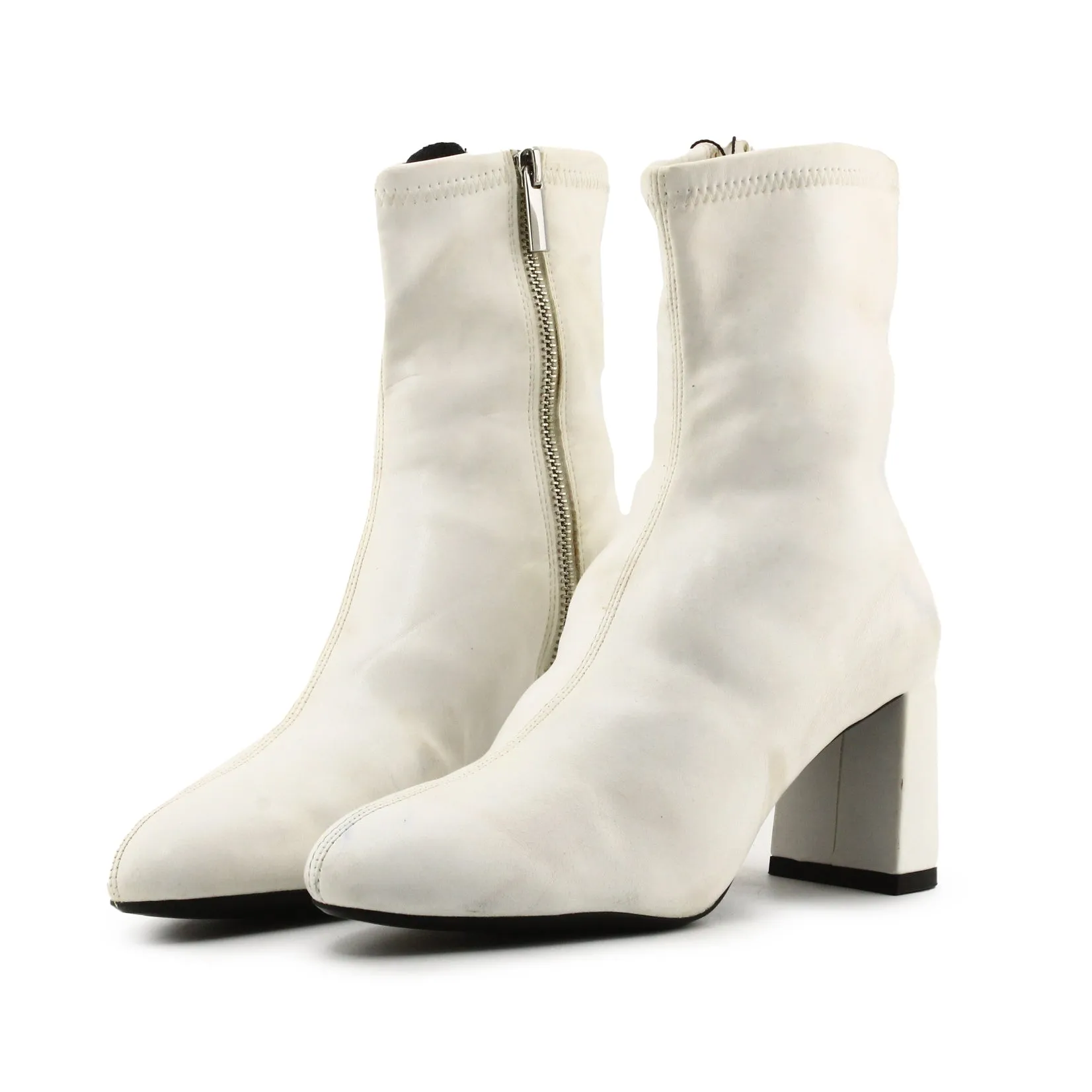 Bershka Zipper Block Heels Ankle Boots | 100% Authentic Leather
