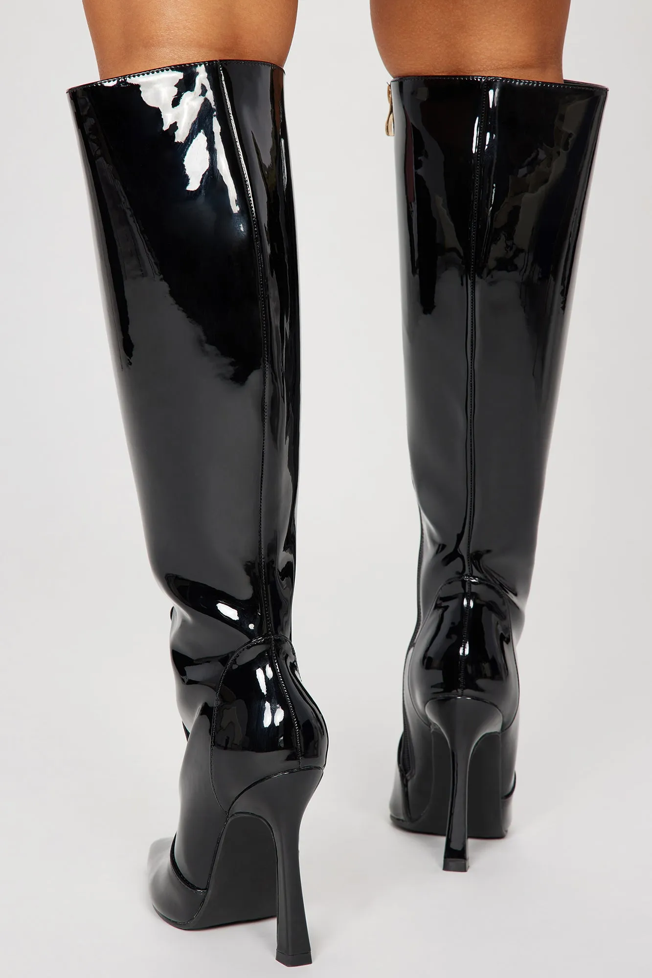 Big City Girl Knee High Heeled Boots - Black