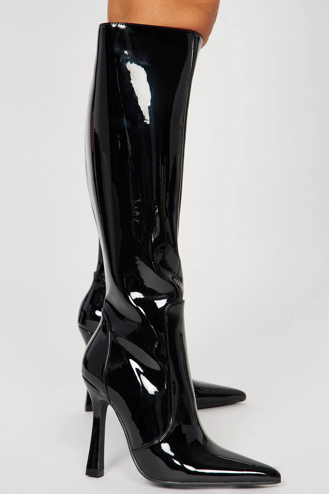 Big City Girl Knee High Heeled Boots - Black