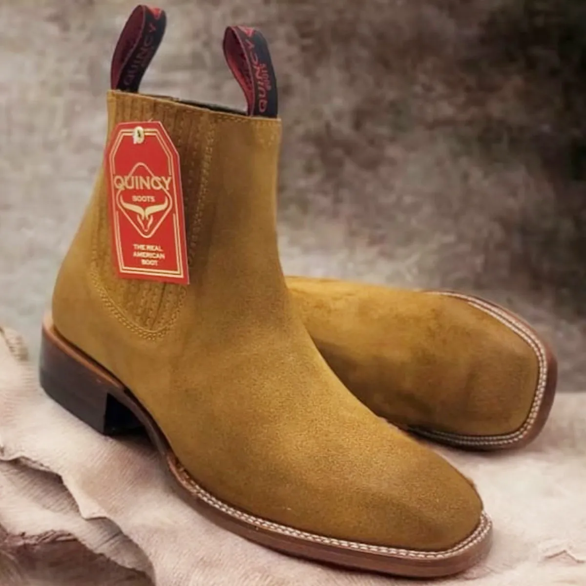 Botin Charro Square Toe Boots - Vintage Tan