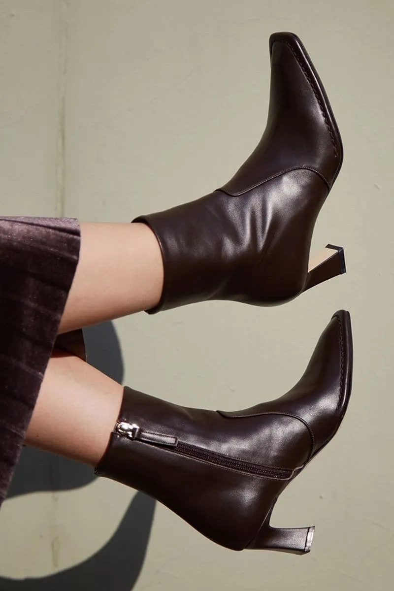 CALAIS CHOCOLATE ANKLE BOOTS