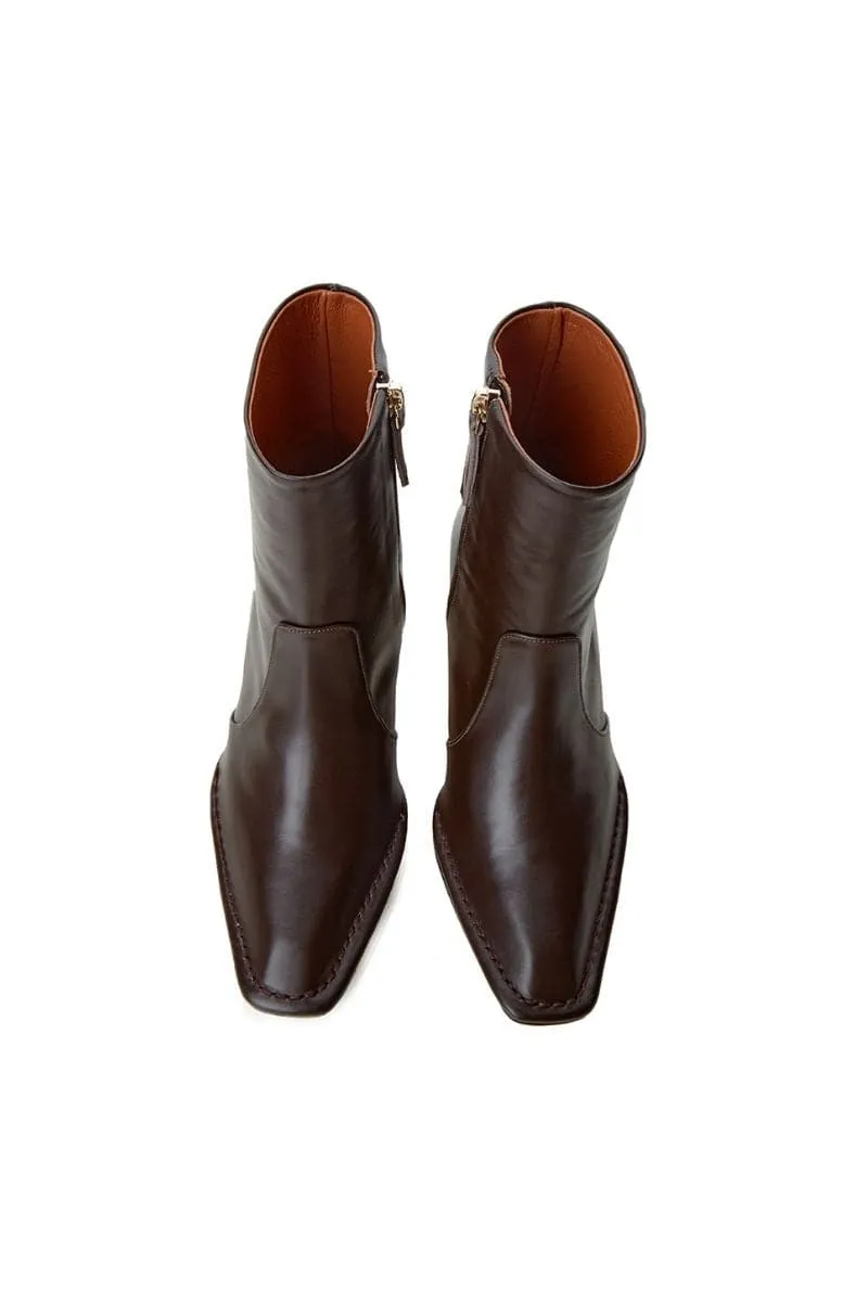 CALAIS CHOCOLATE ANKLE BOOTS