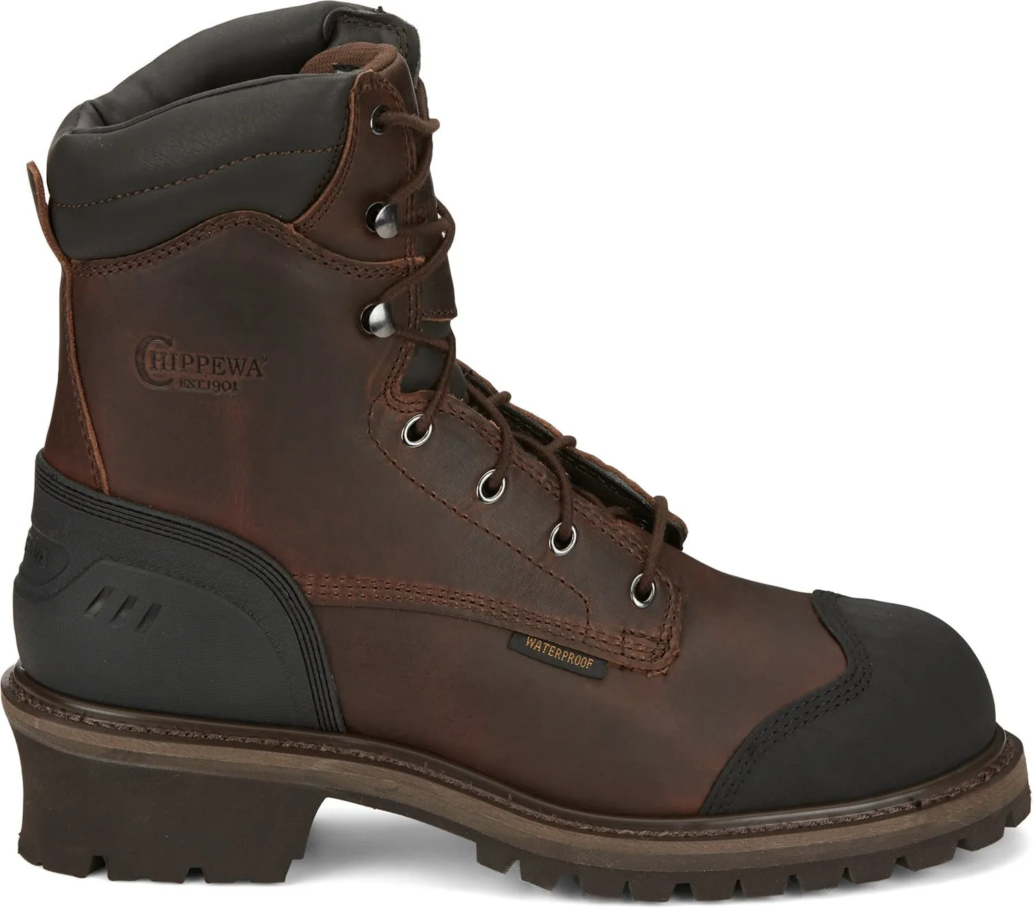 Chippewa Mens Aldarion 8in WP Comp Toe 400G Chocolate Leather Work Boots