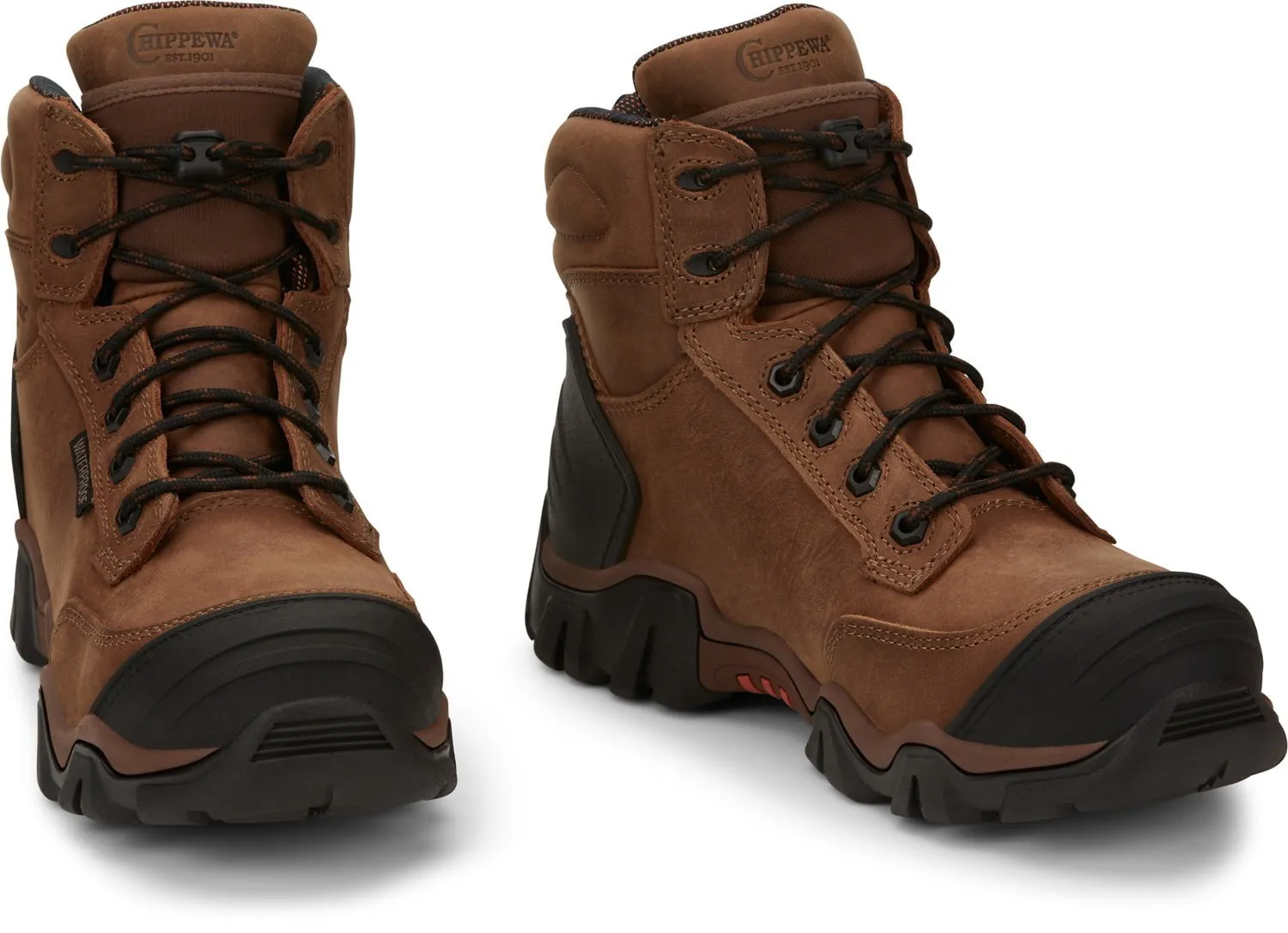 Chippewa Mens Cross Terrain 6in WP CT Hiker Bourbon Brown Leather Work Boots