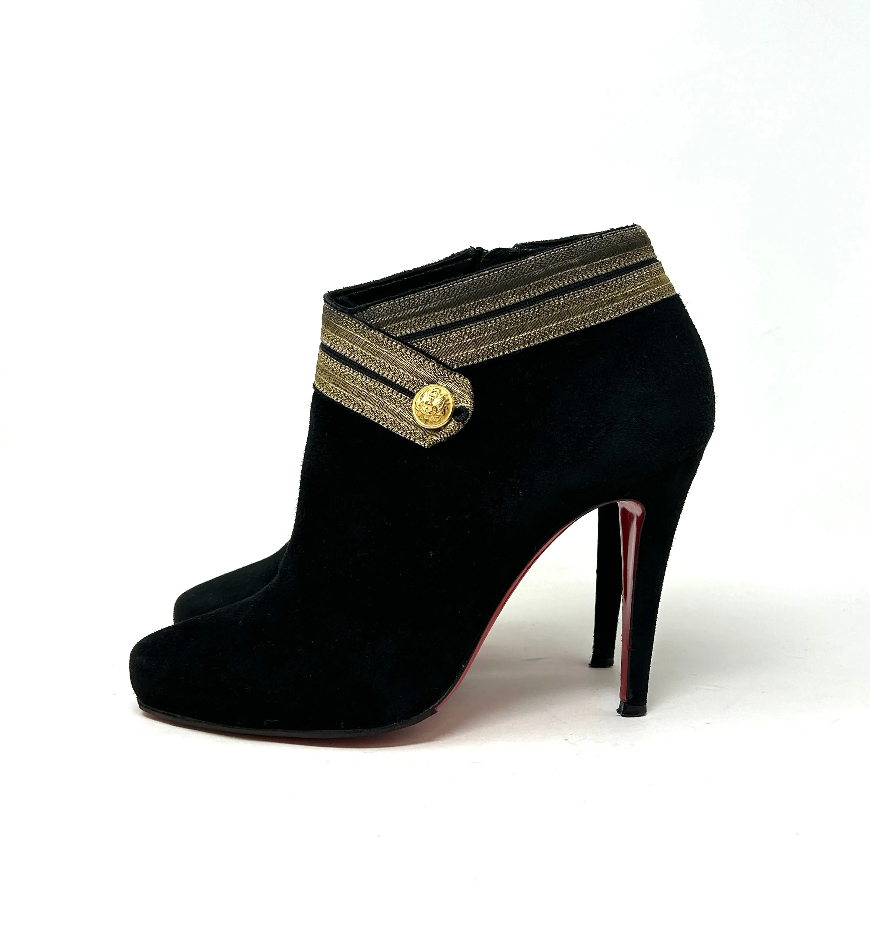 Christian Louboutin Marychal 100 Black Suede Heel Ankle Boots 39 UK 6