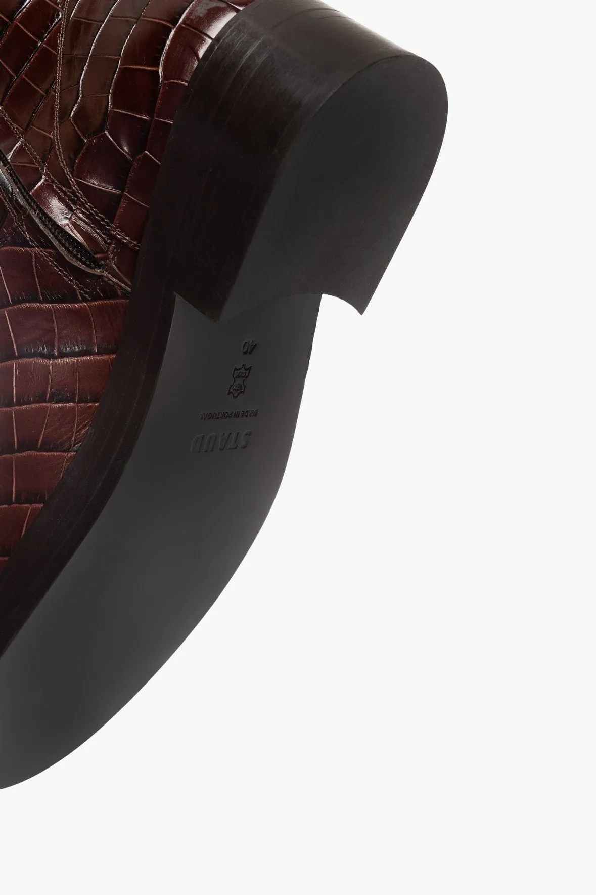 CLAUD BUCKLE RIDING BOOT | MAHOGANY CROC EMBOSSED