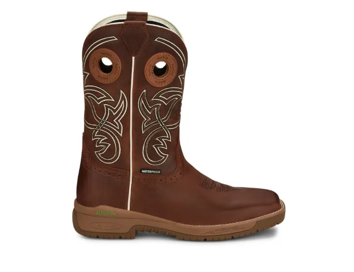 CR3200 -  Justin Men’s Nitread 11” Waterproof Work Boots - Spice Brown
