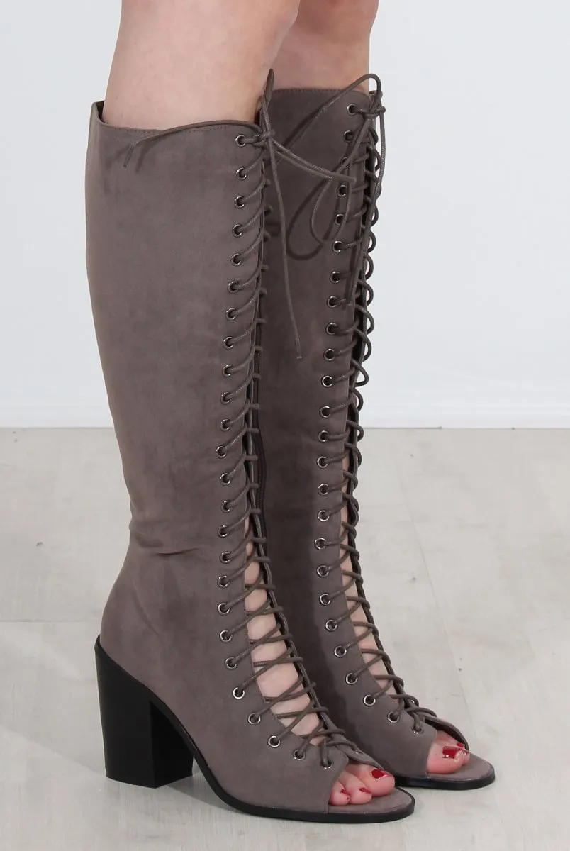 Devon Grey Knee High Boots