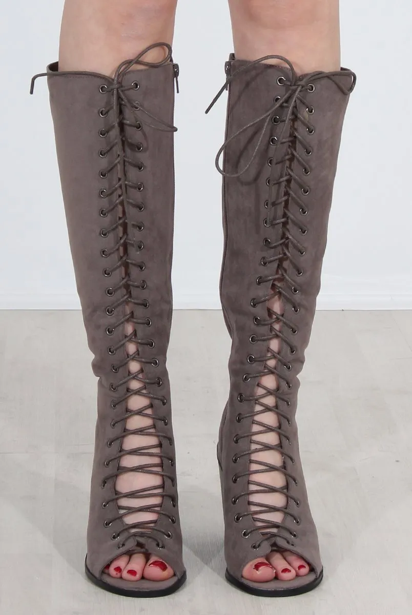 Devon Grey Knee High Boots