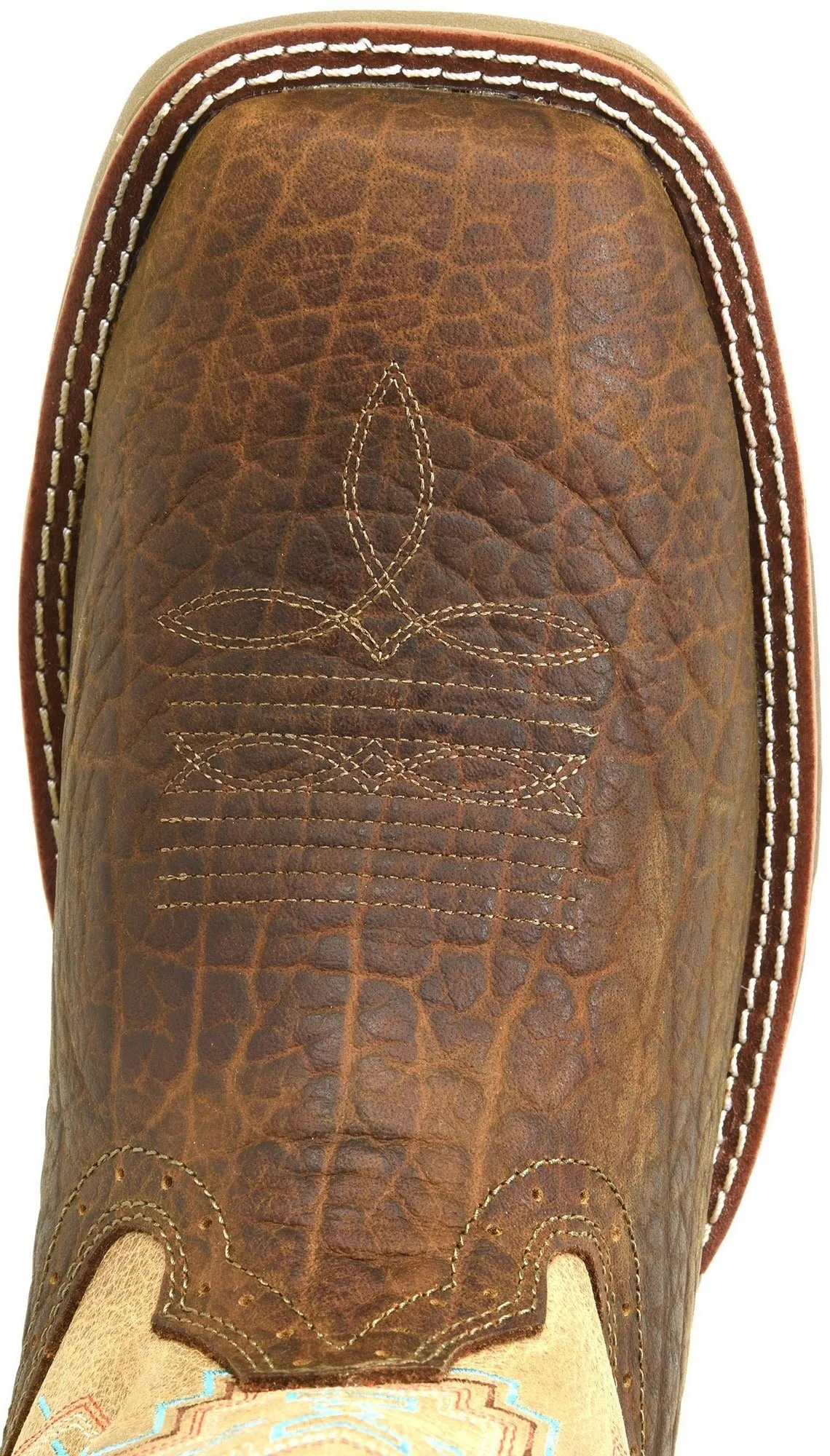 Double H Brown Buffalo Print Broad Square Toe Roper Boots