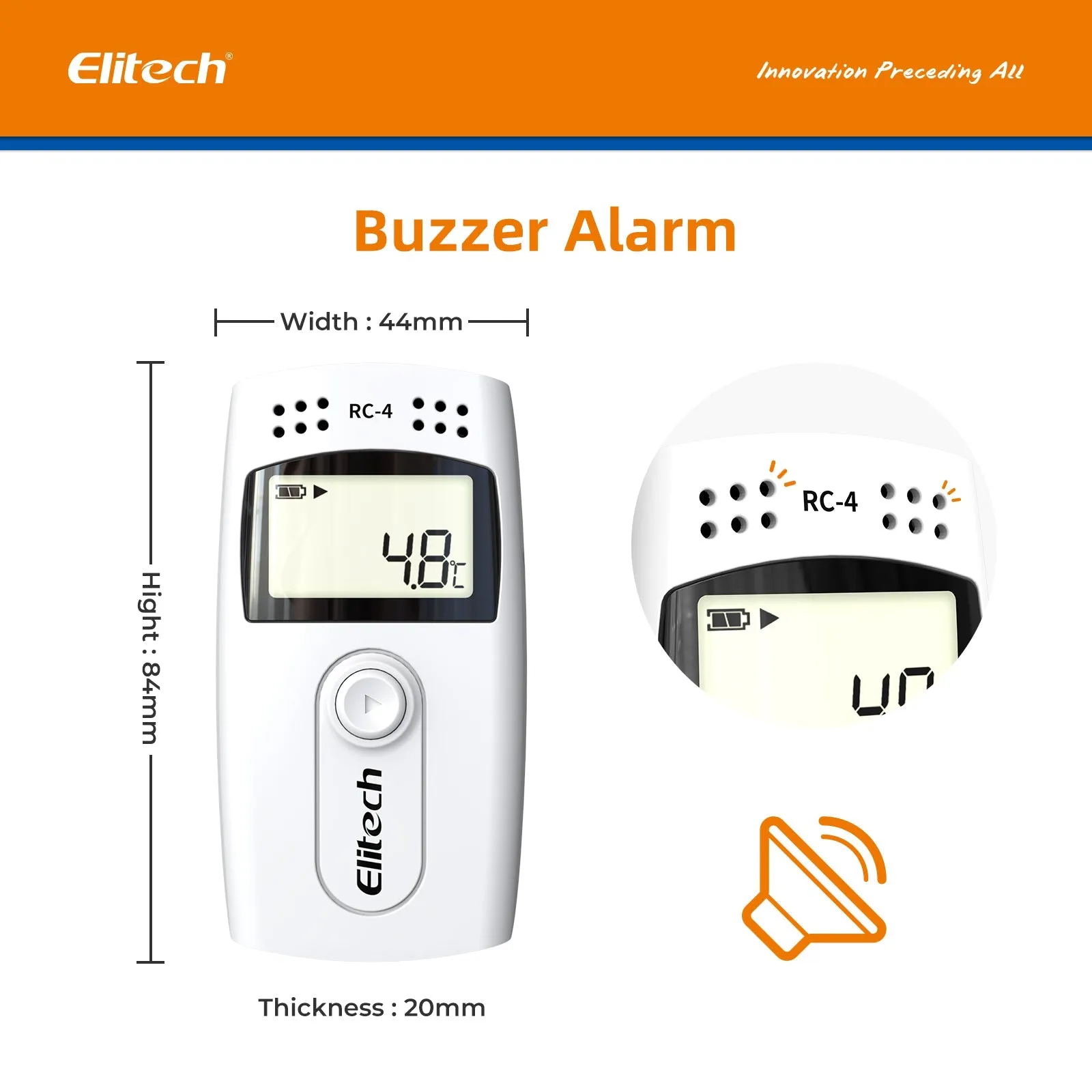 Elitech RC-4 Temperature Data Logger with External Temp Sensor Audio Alarm