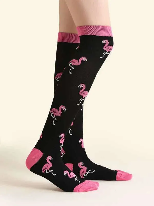 Funky Flamingo Over the Knee Socks