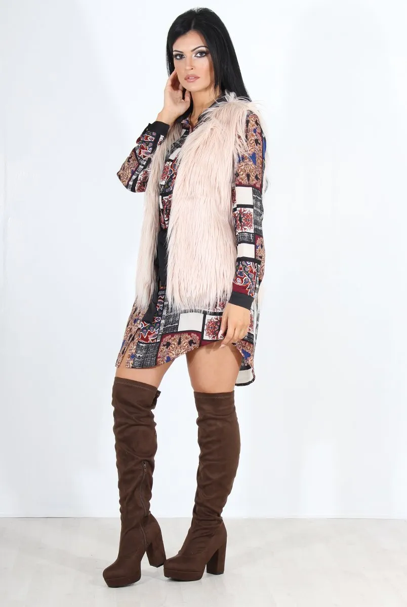Gemma Wine Paisley Print Shirt Dress