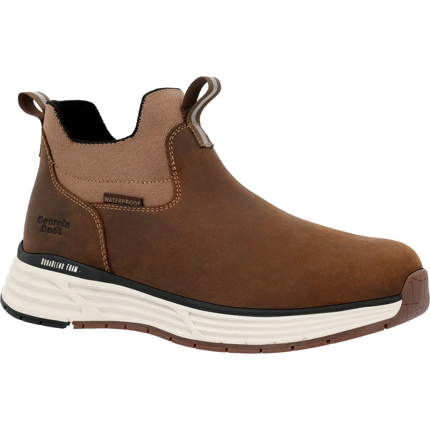Georgia Mens Durablend Sport WP Chelsea Brown Leather 5in Work Boots
