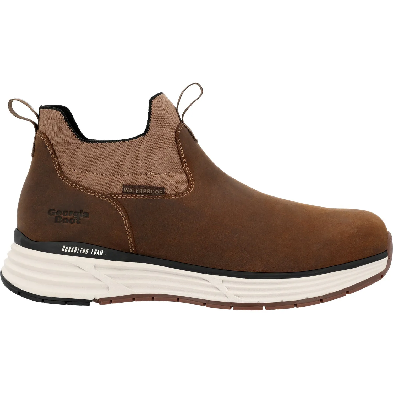Georgia Mens Durablend Sport WP Chelsea Brown Leather 5in Work Boots