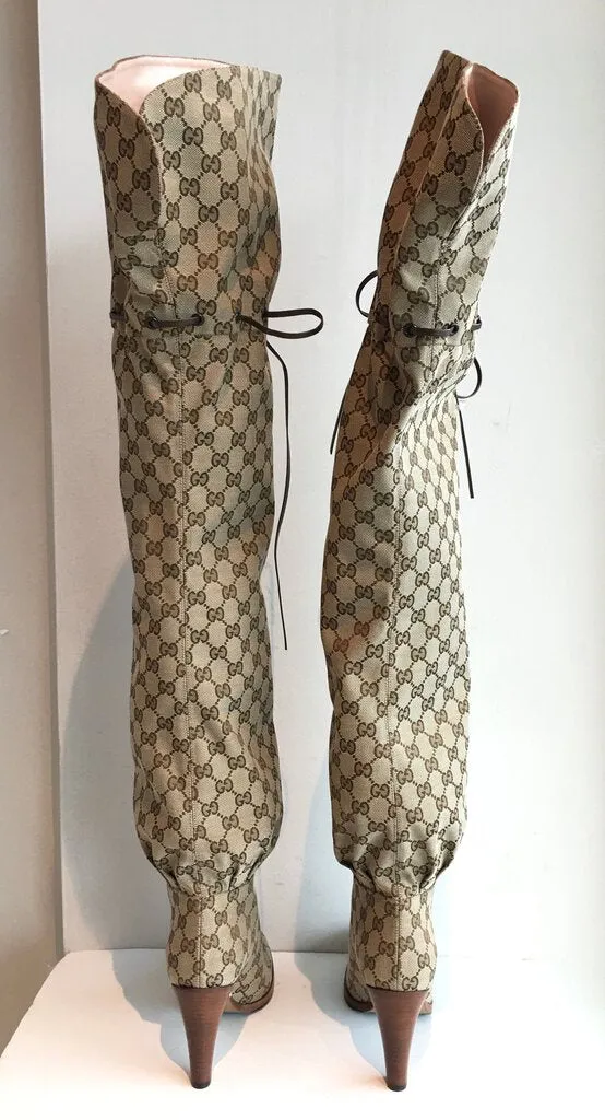 Stylish Gucci Monogram Over-the-Knee Boots