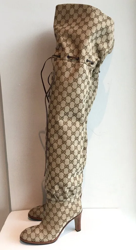 Stylish Gucci Monogram Over-the-Knee Boots