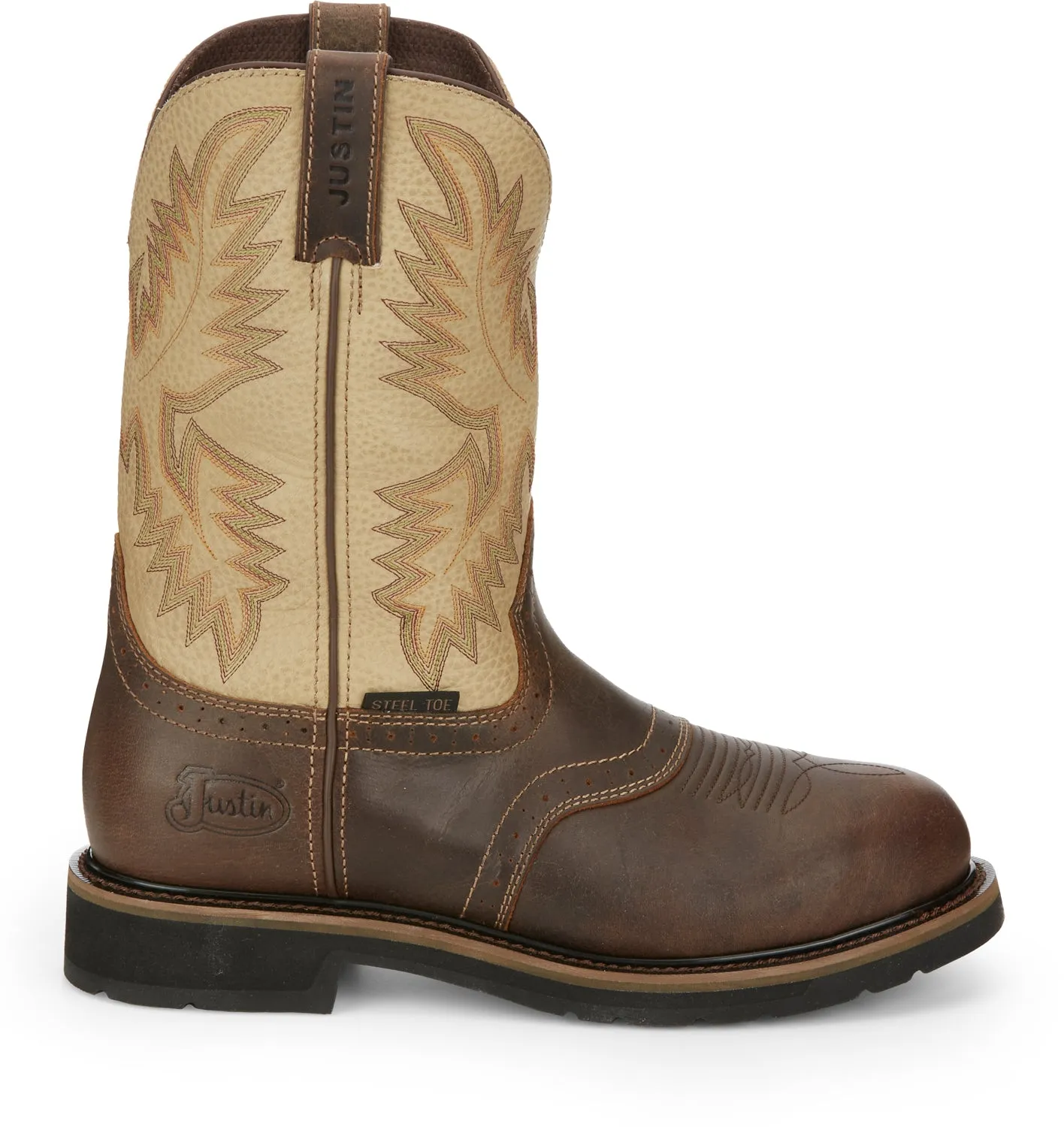 Justin 11in Steel Toe Mens Creme Superintendent Leather Work Boots 11D