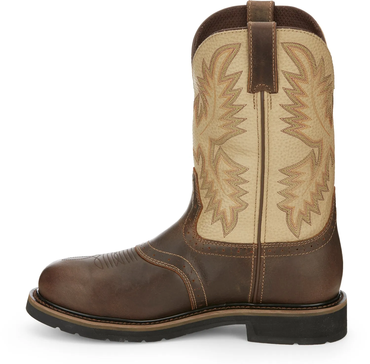 Justin 11in Steel Toe Mens Creme Superintendent Leather Work Boots 11D