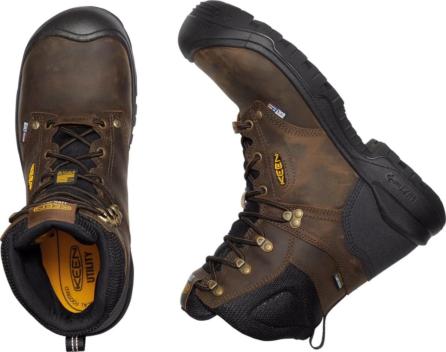 Keen Utility Mens Independence 8in WP Dark Earth/Black Leather Work Boots