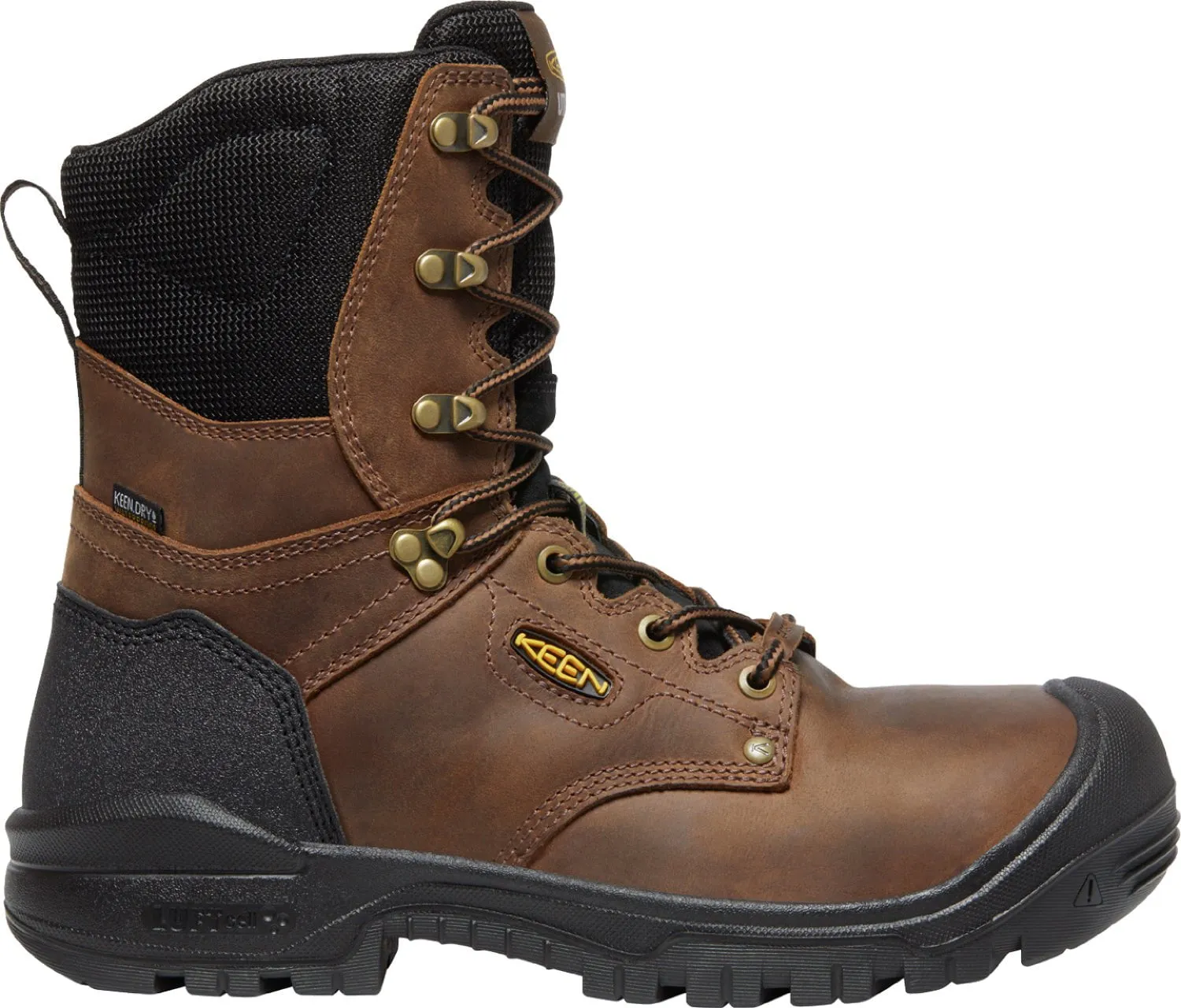 Keen Utility Mens Independence 8in WP Dark Earth/Black Leather Work Boots