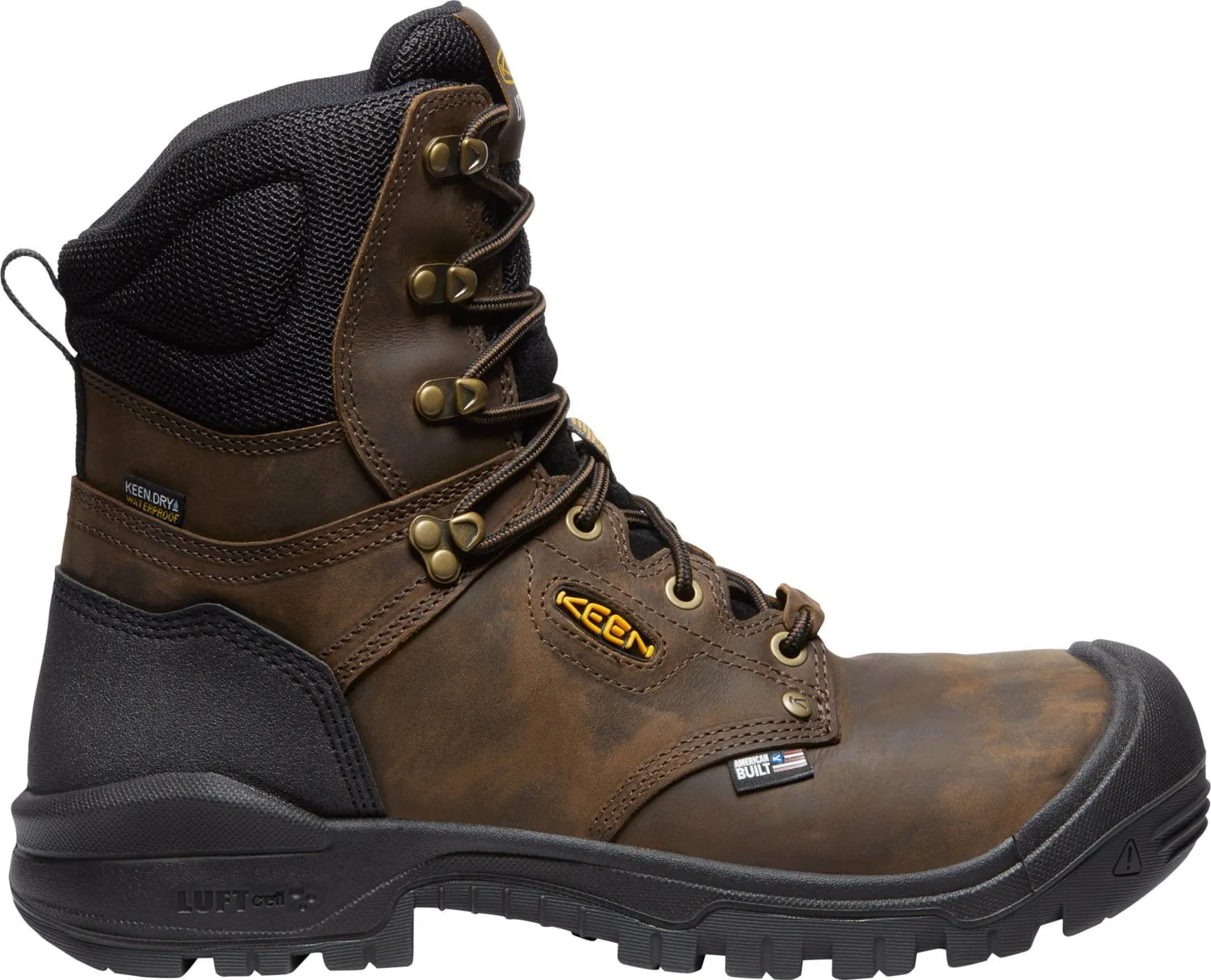 Keen Utility Mens Independence 8in WP Dark Earth/Black Leather Work Boots