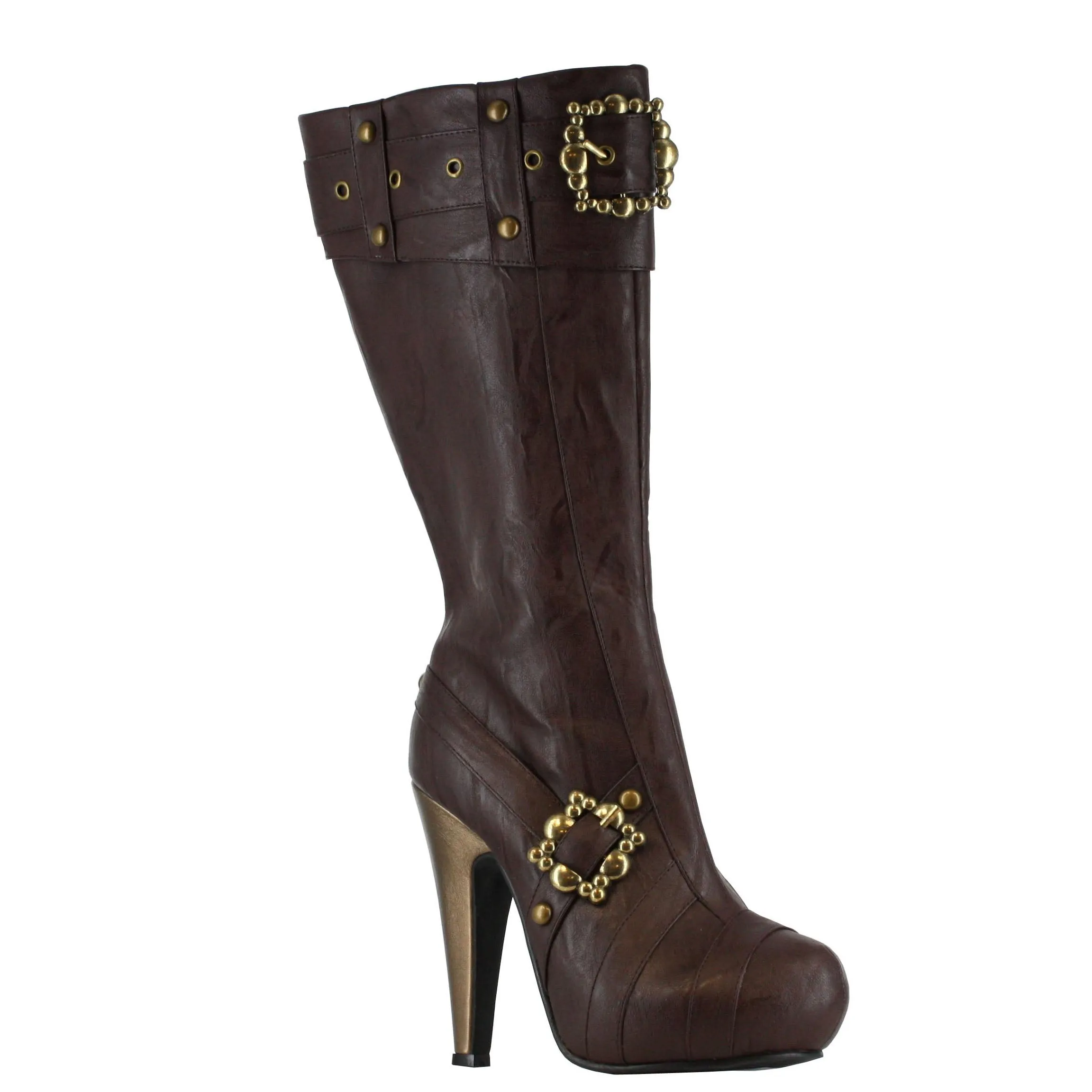 Knee High Steampunk Boots With Buckles And Studs