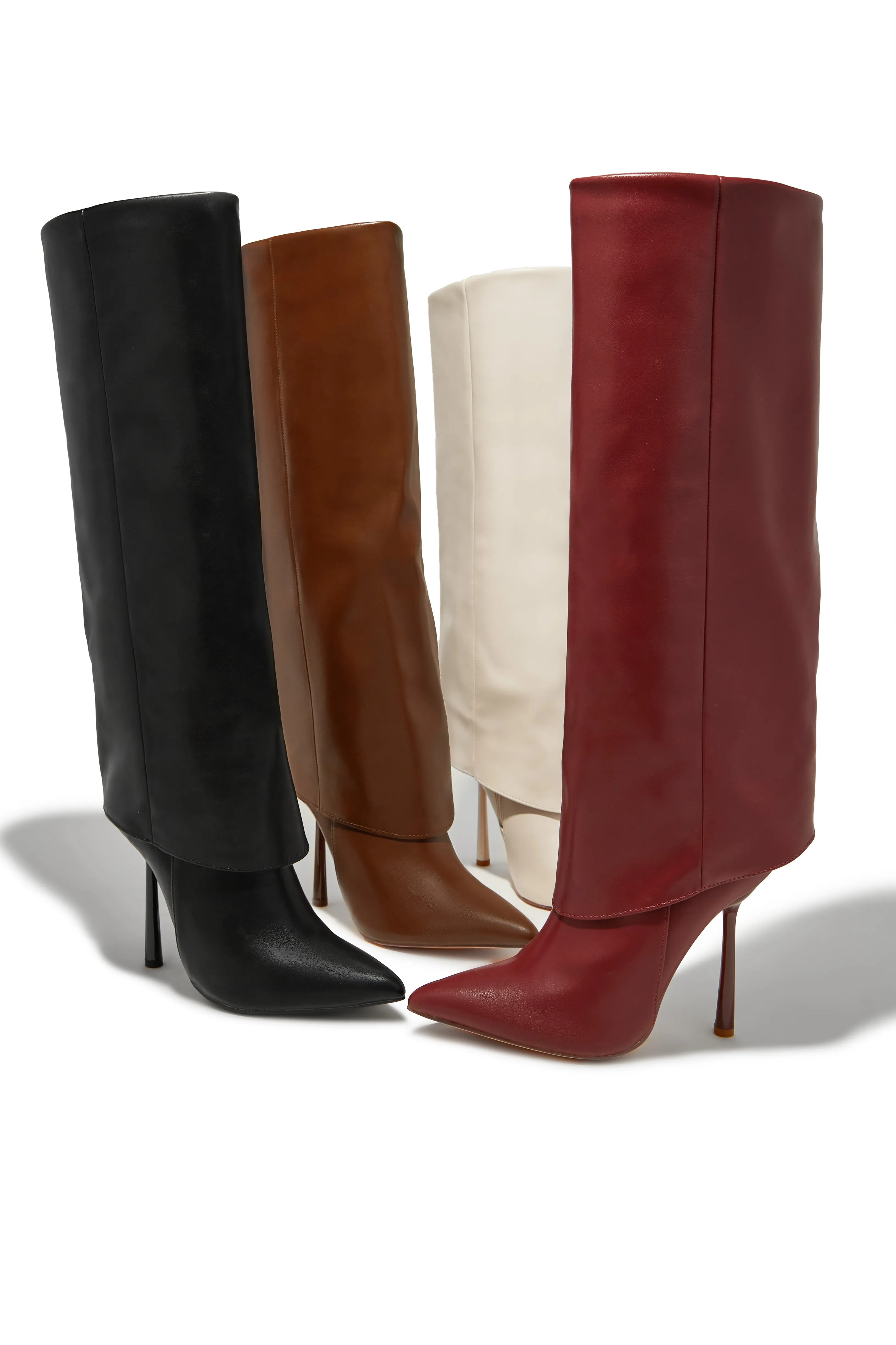 Kourt Knee High Heel Boots - Brown