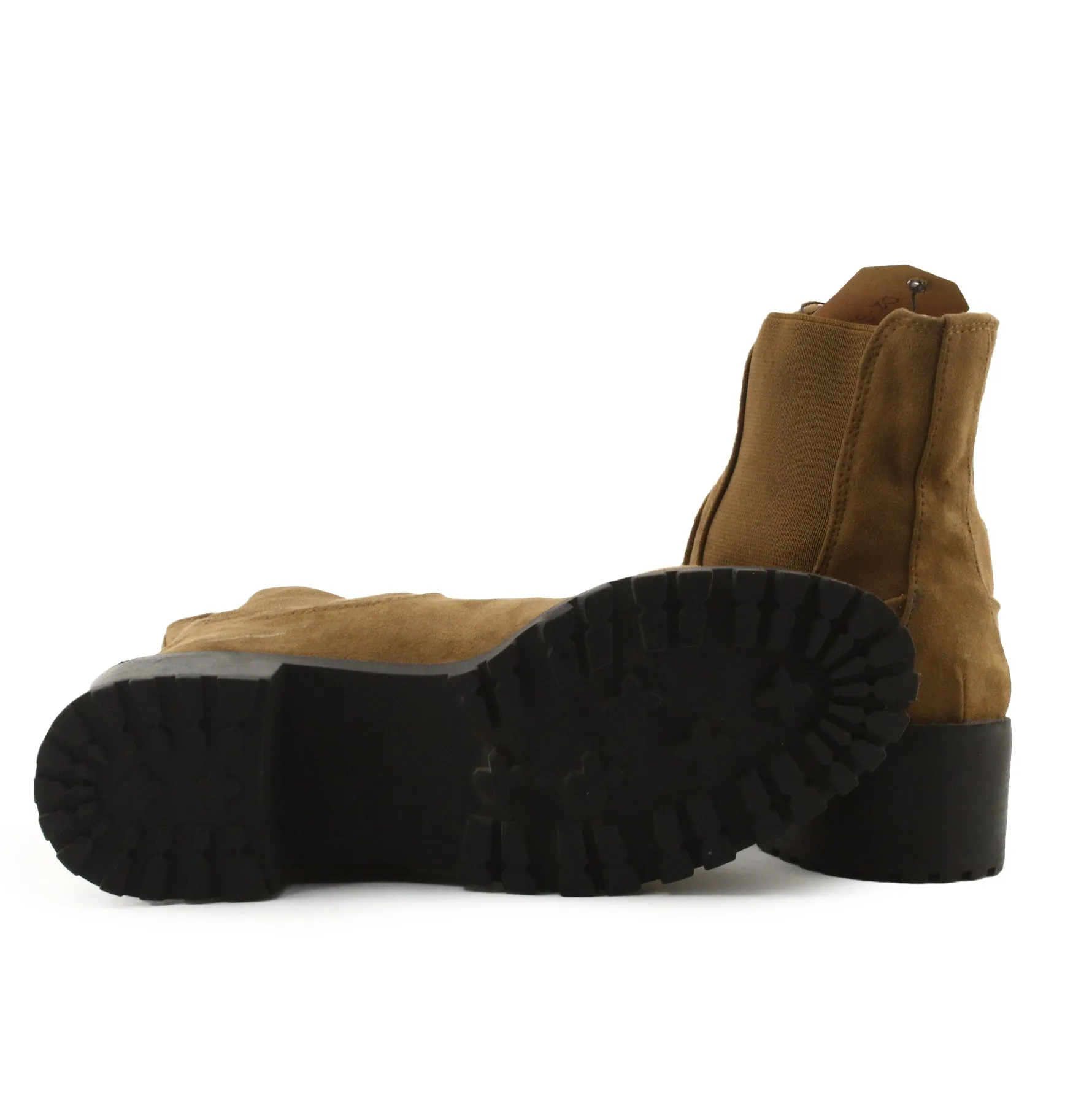 Lefties Stretchable Block Heels Chelsea Ankle Boots | Suede