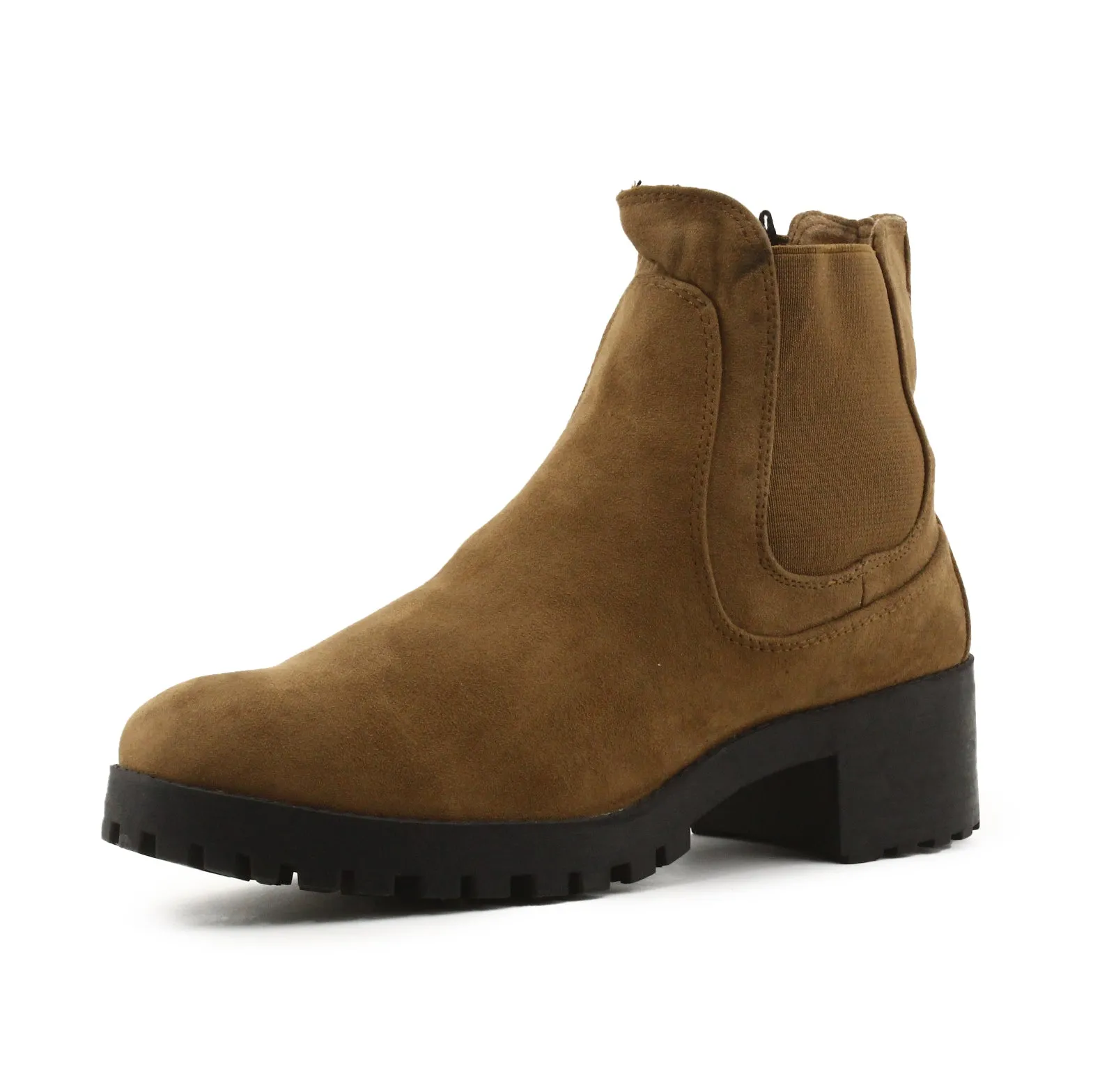 Lefties Stretchable Block Heels Chelsea Ankle Boots | Suede