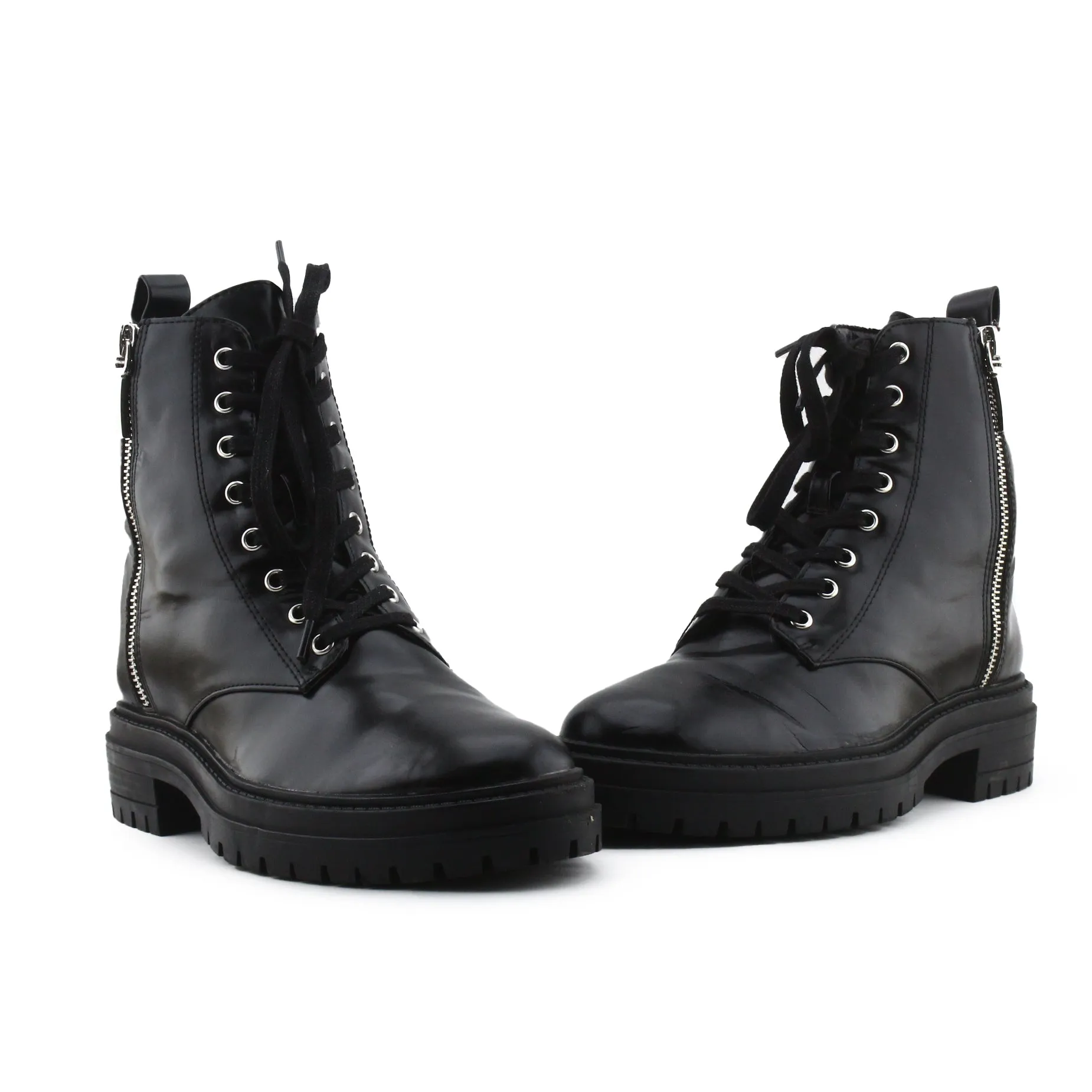 Lefties Zipper Laces Chelsea Ankle Boots | 100% Authentic Leather