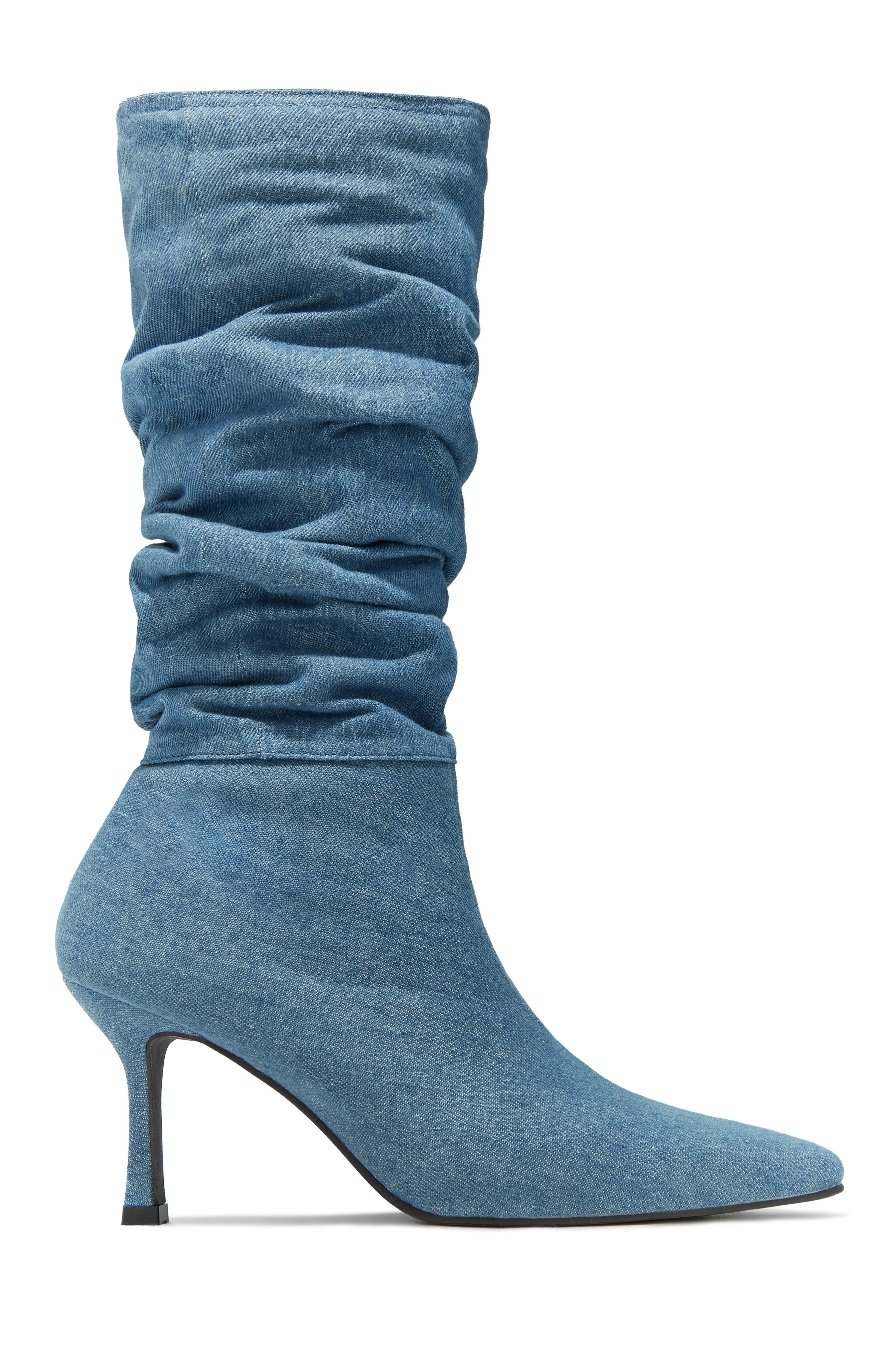 Lolita Slouched Knee High Boots - Denim