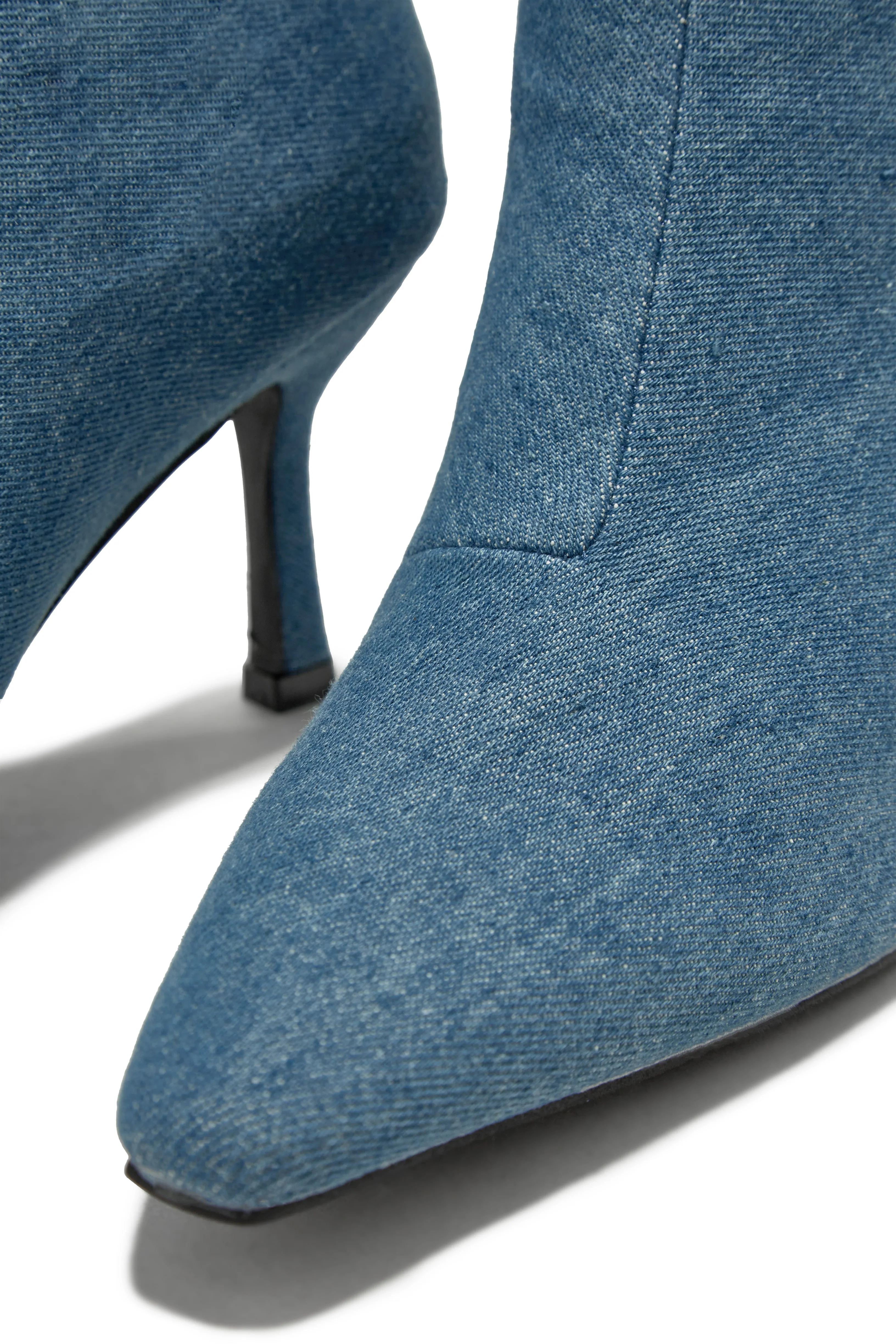 Lolita Slouched Knee High Boots - Denim