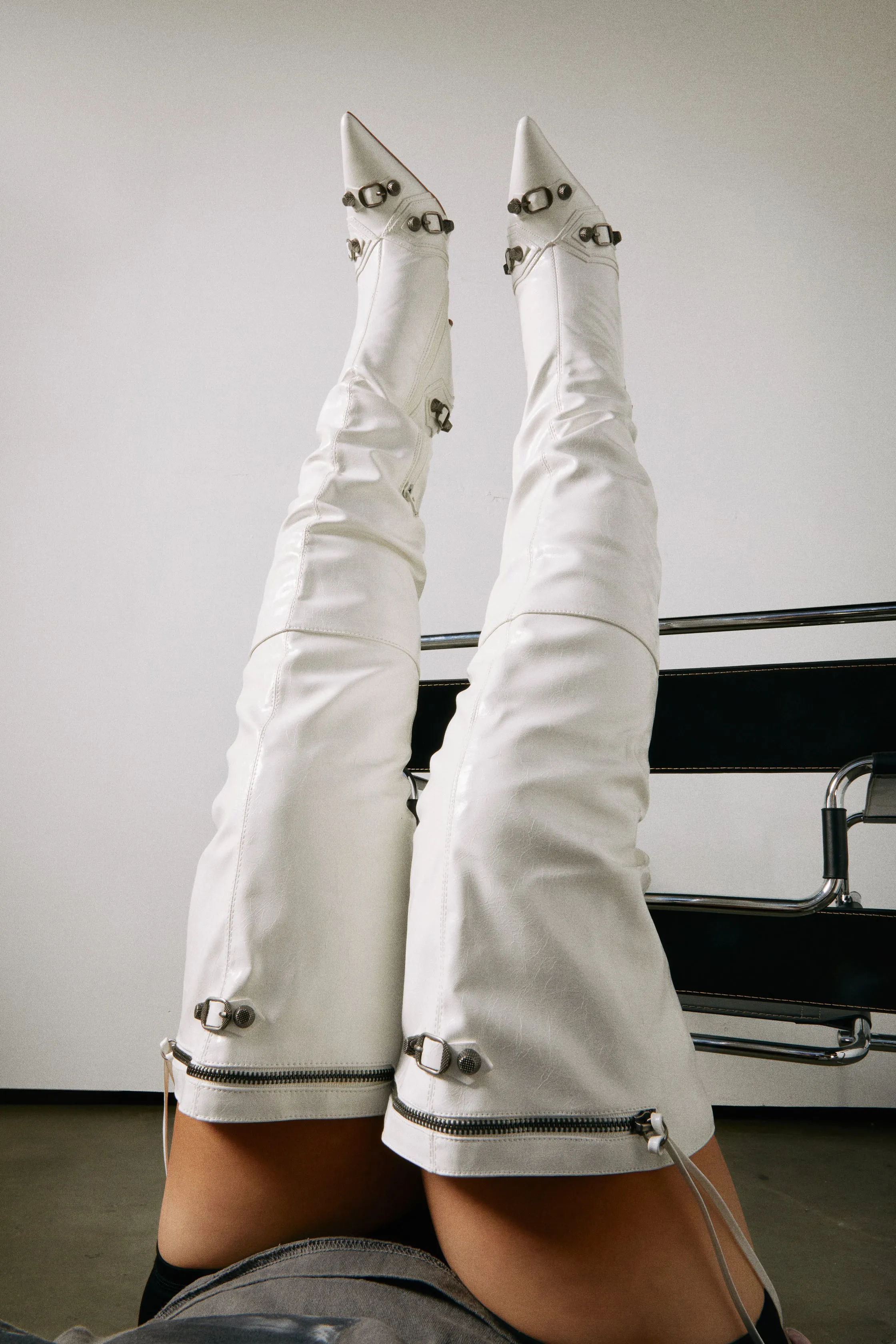 Maddison Over The Knee High Heel Boots - White