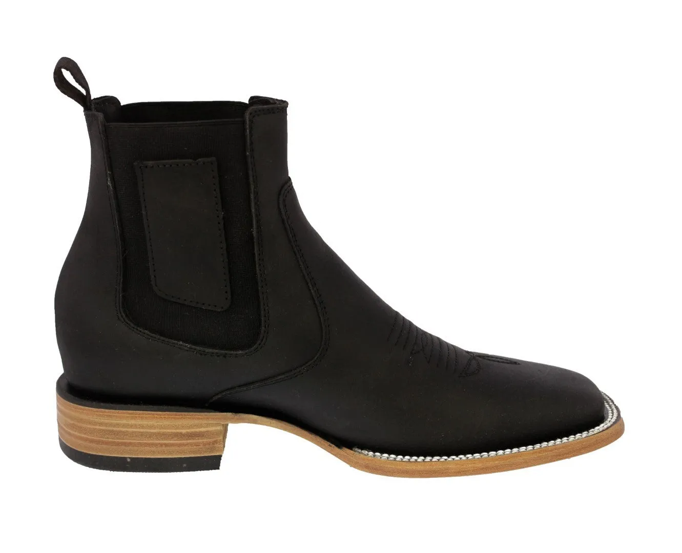 Mens #170 Brown Chelsea Cowboy Boots Leather - Square Toe