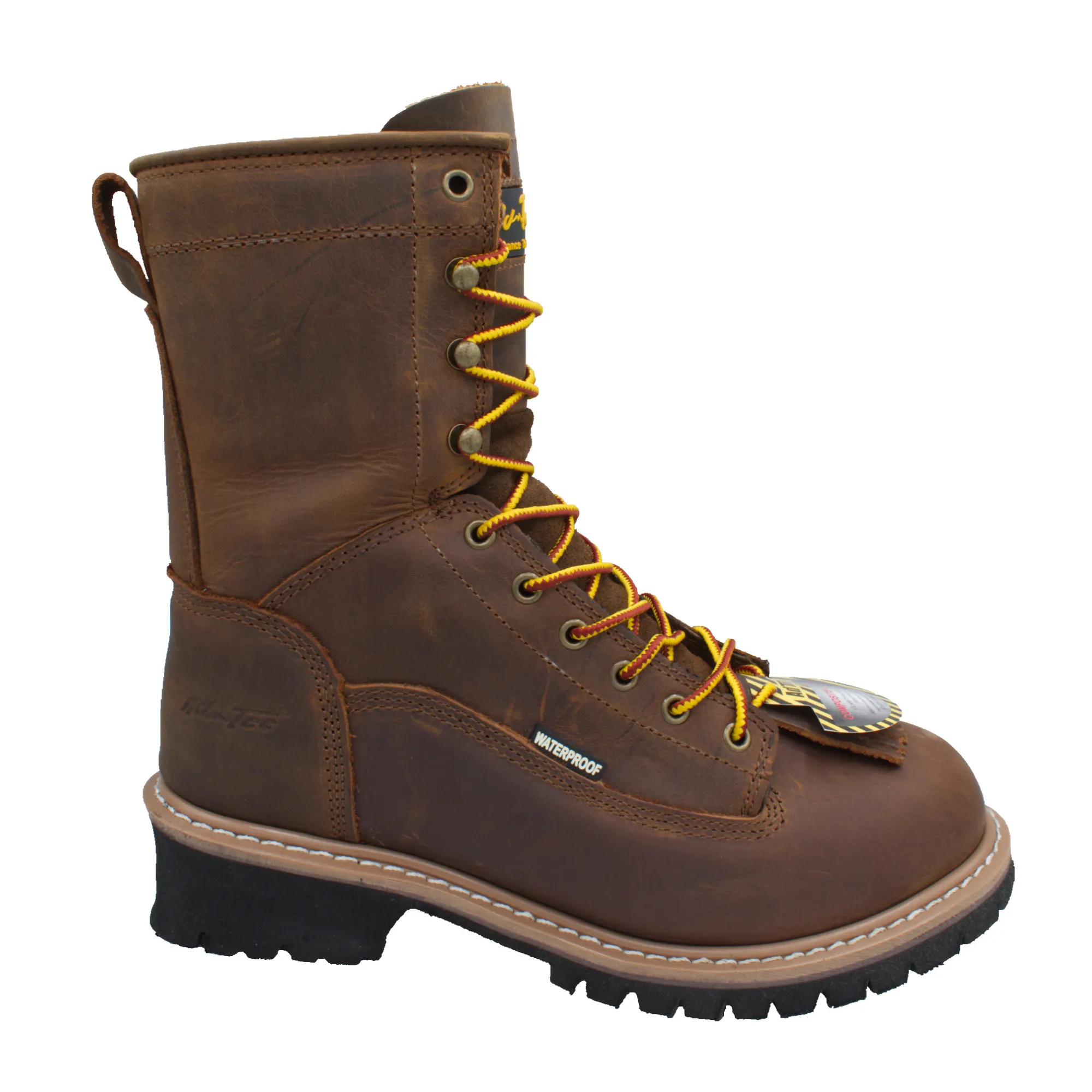 Men's 8" Safety Toe Waterproof Brown Logger - 1020