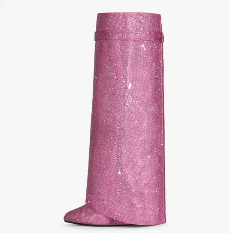 Pre Order:  Pink Rhinestone Denim Boots
