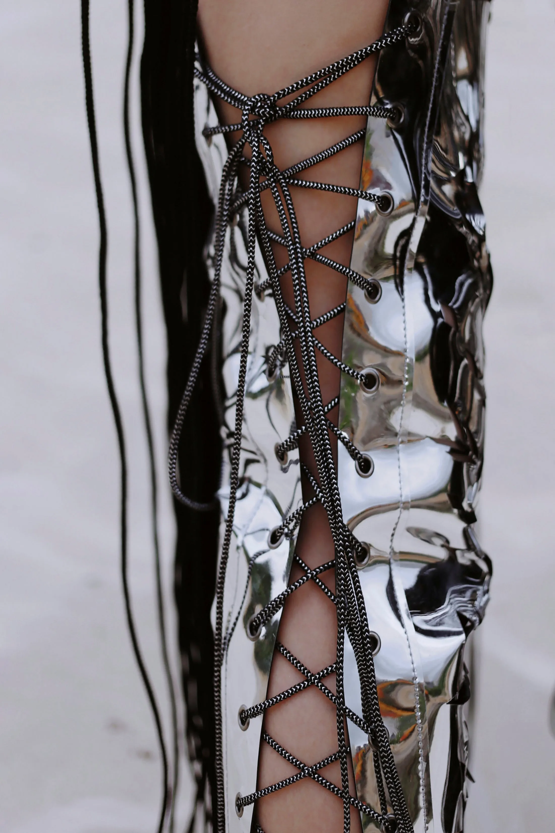 Set / over-the-knee boots, belt / GOLD