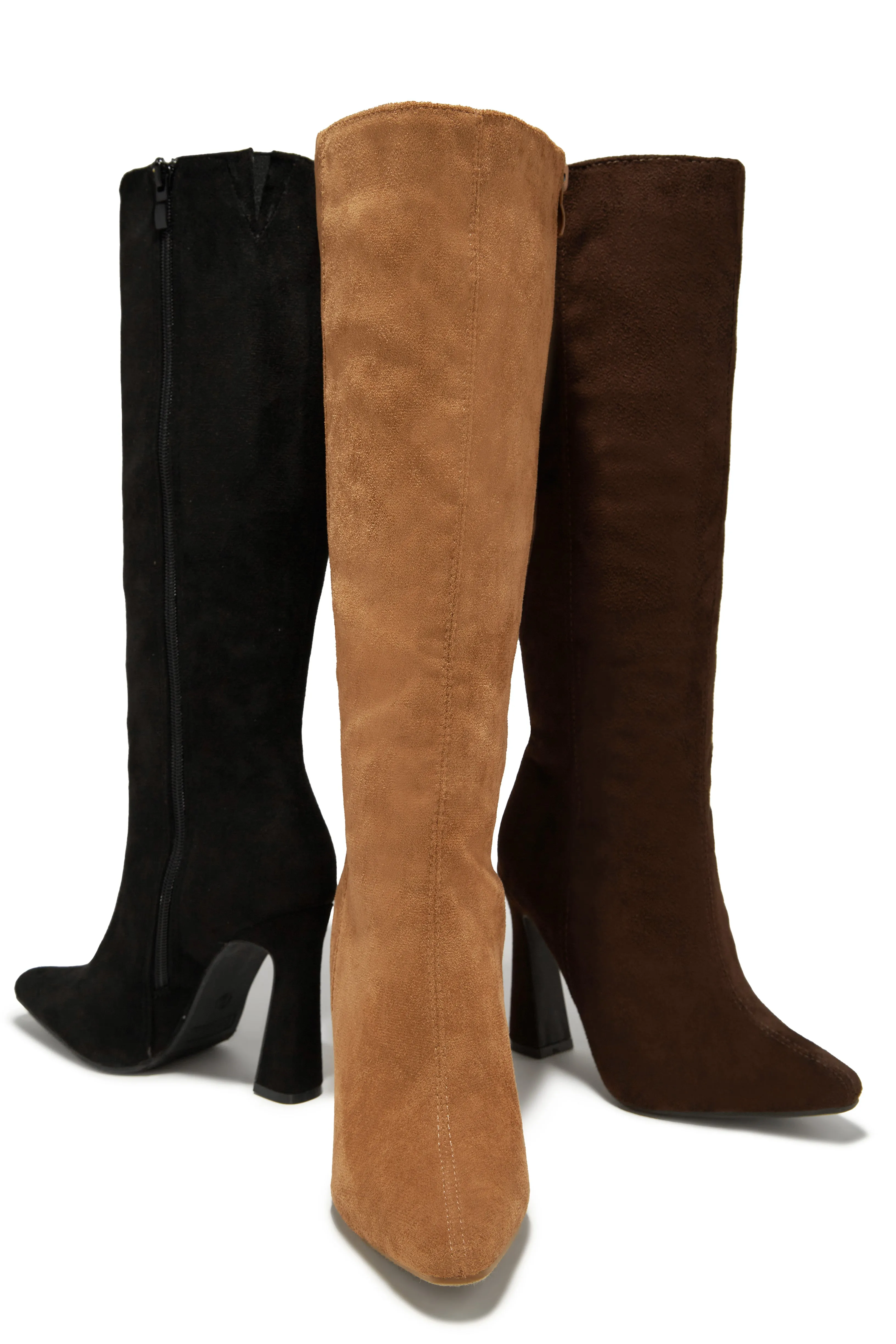 Stella Knee High Heel Boots - Black