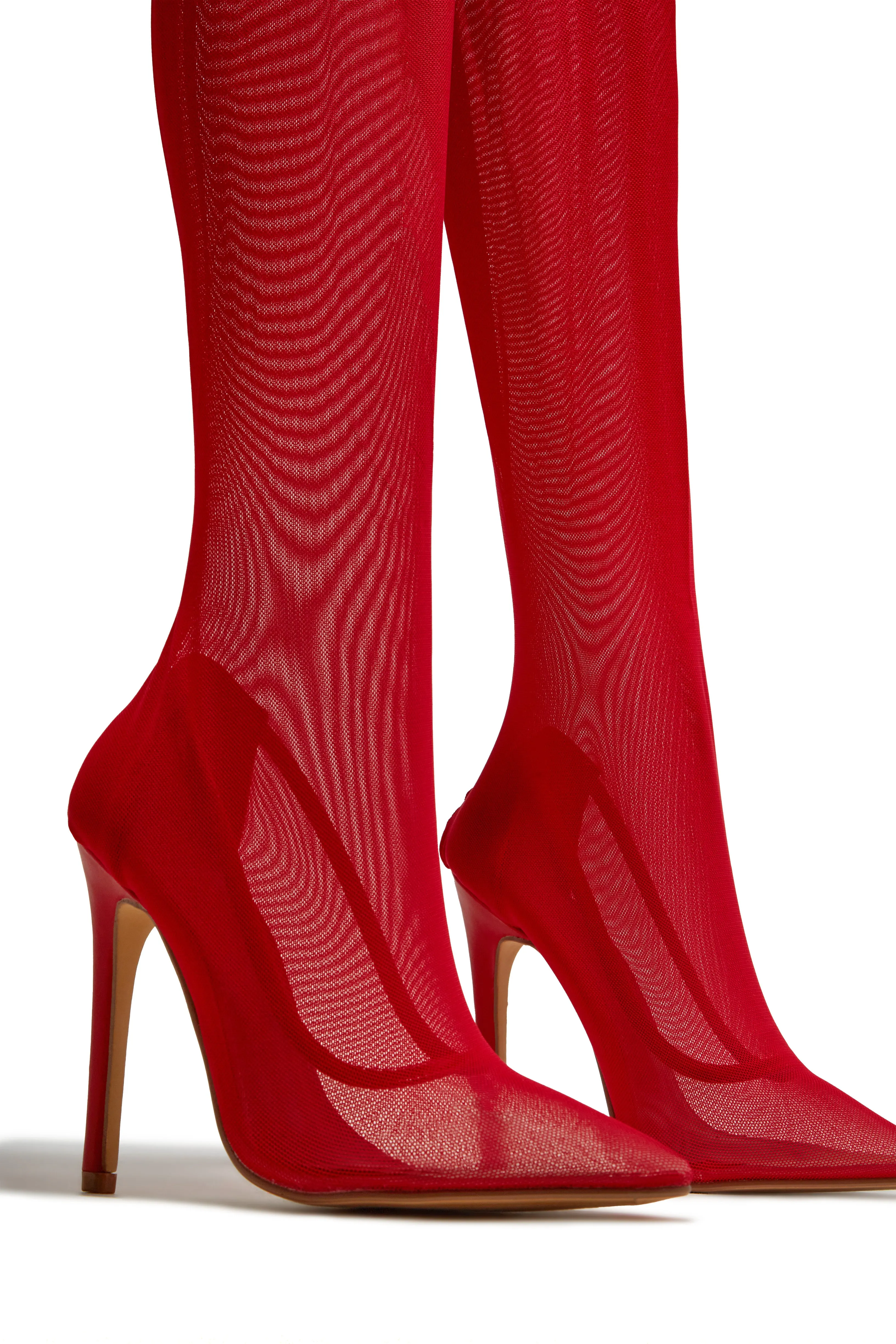Timeless Allure Over The Knee High Heel Boots - Red