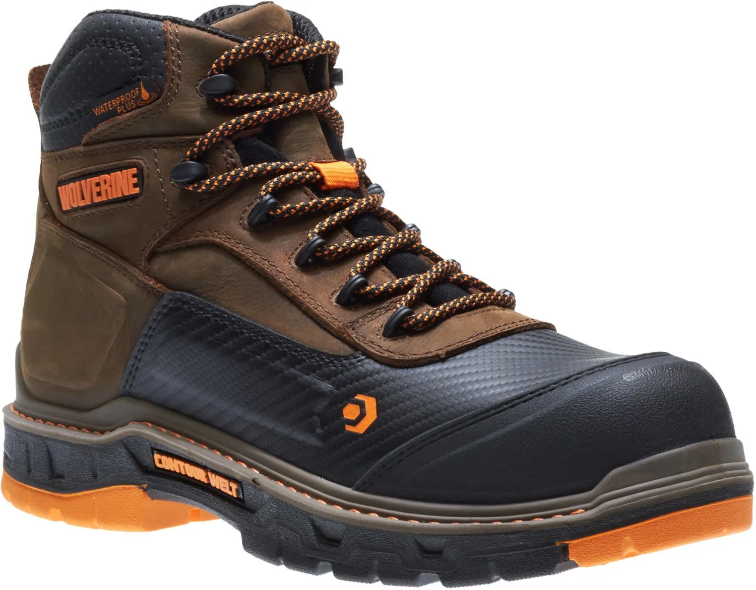 Wolverine Mens Summer Brown Leather Overpass CT WP 6in Work Boots