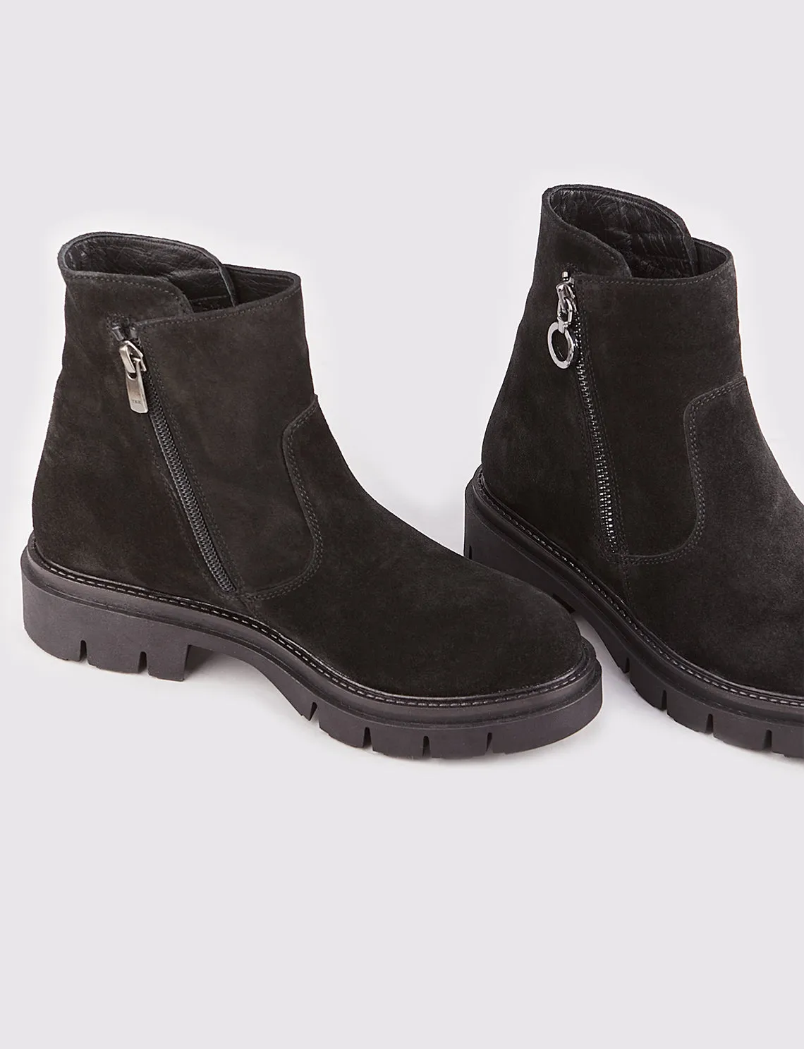 Women Black Suede Genuine Leather Ankle Boots