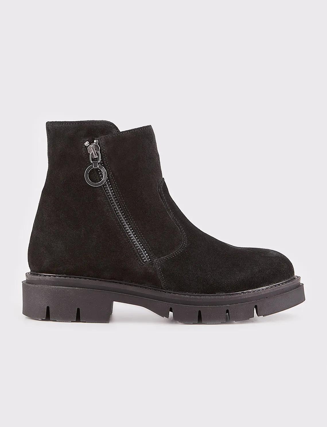 Women Black Suede Genuine Leather Ankle Boots