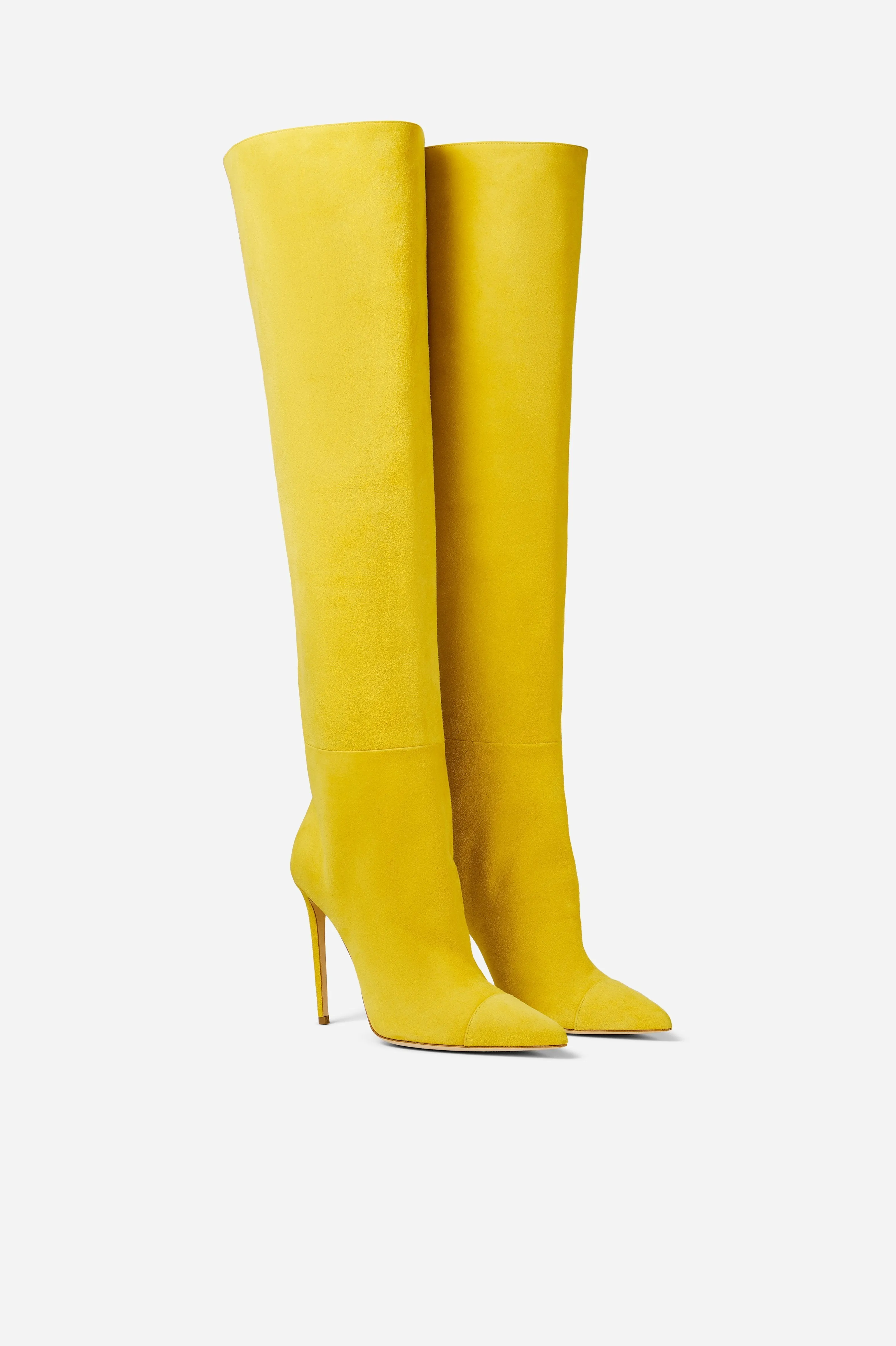 Yellow Suede Over the Knee Boots