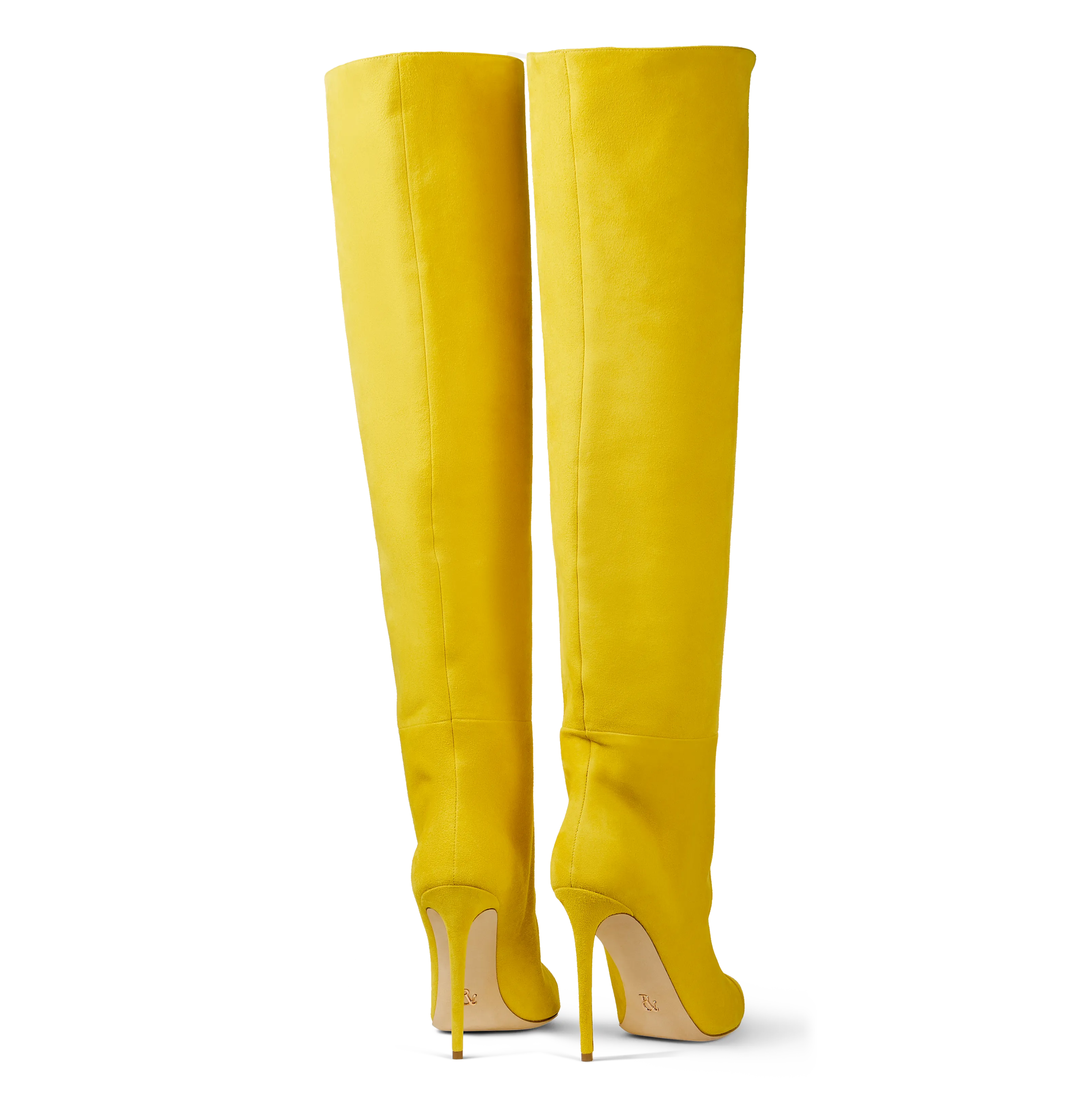 Yellow Suede Over the Knee Boots