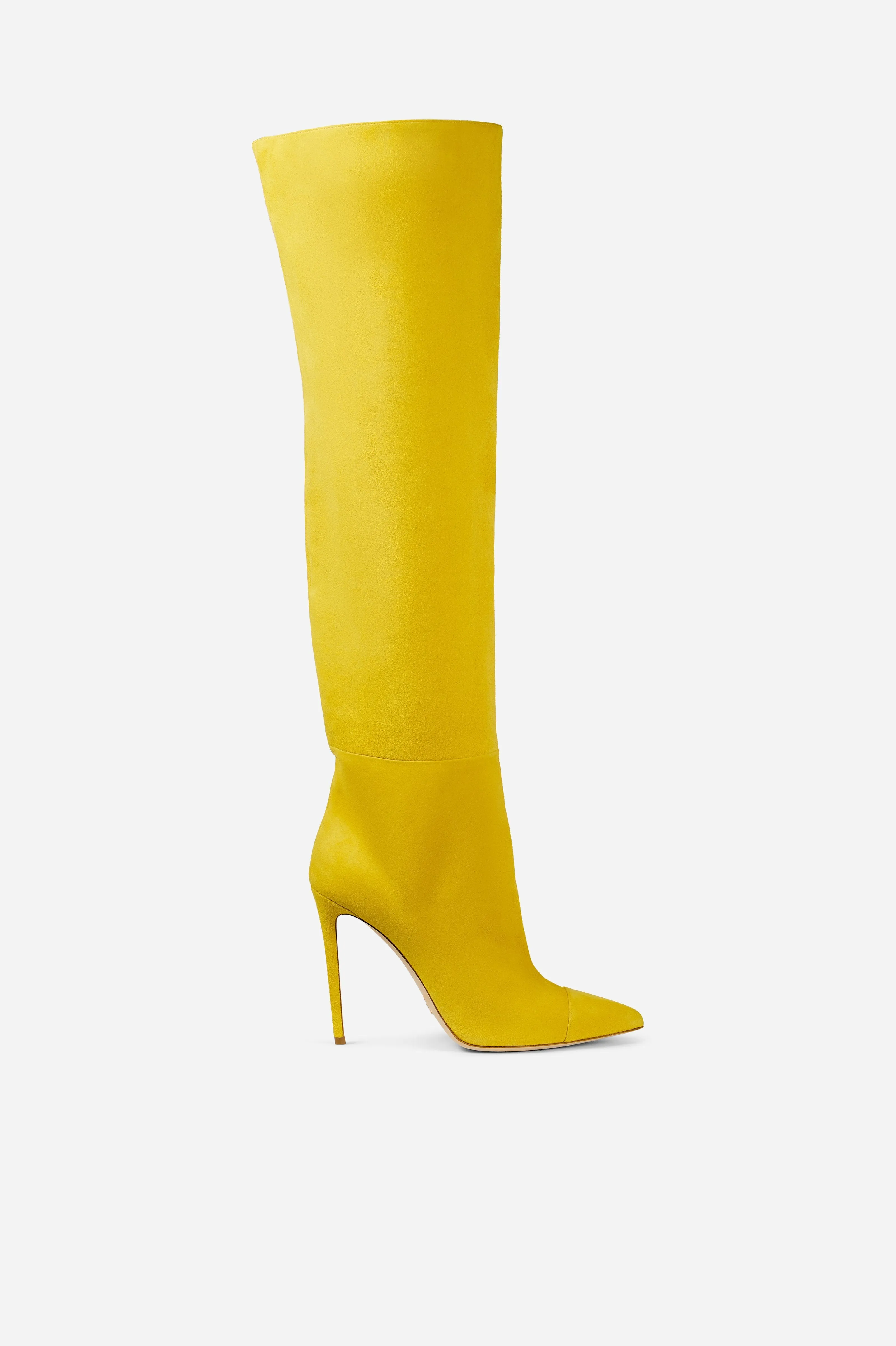 Yellow Suede Over the Knee Boots