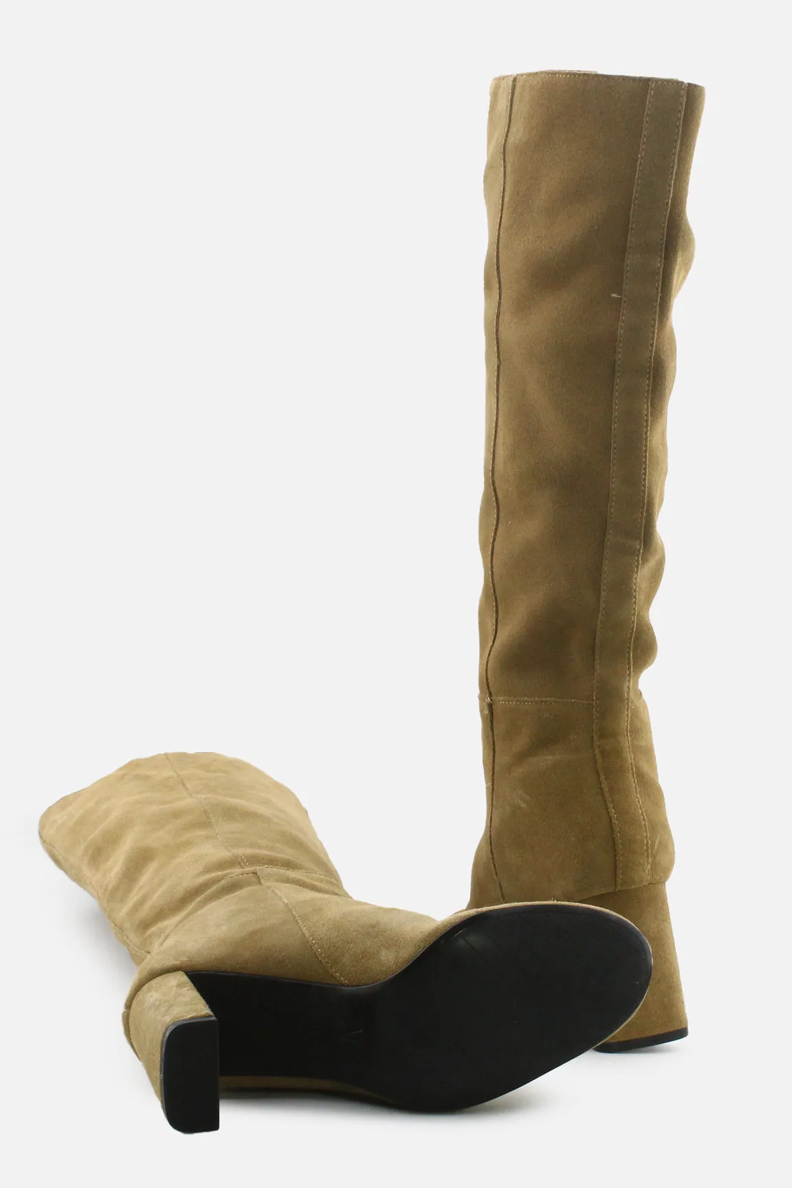 Zara Block Knee High Boots | Suede