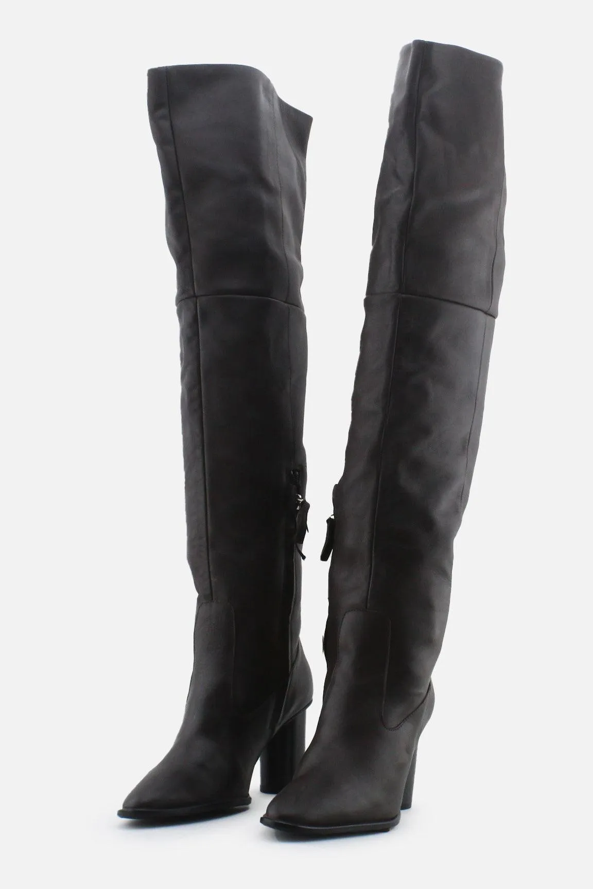 Zara Zipper Block Over The Knee Boots | 100% Authentic Leather