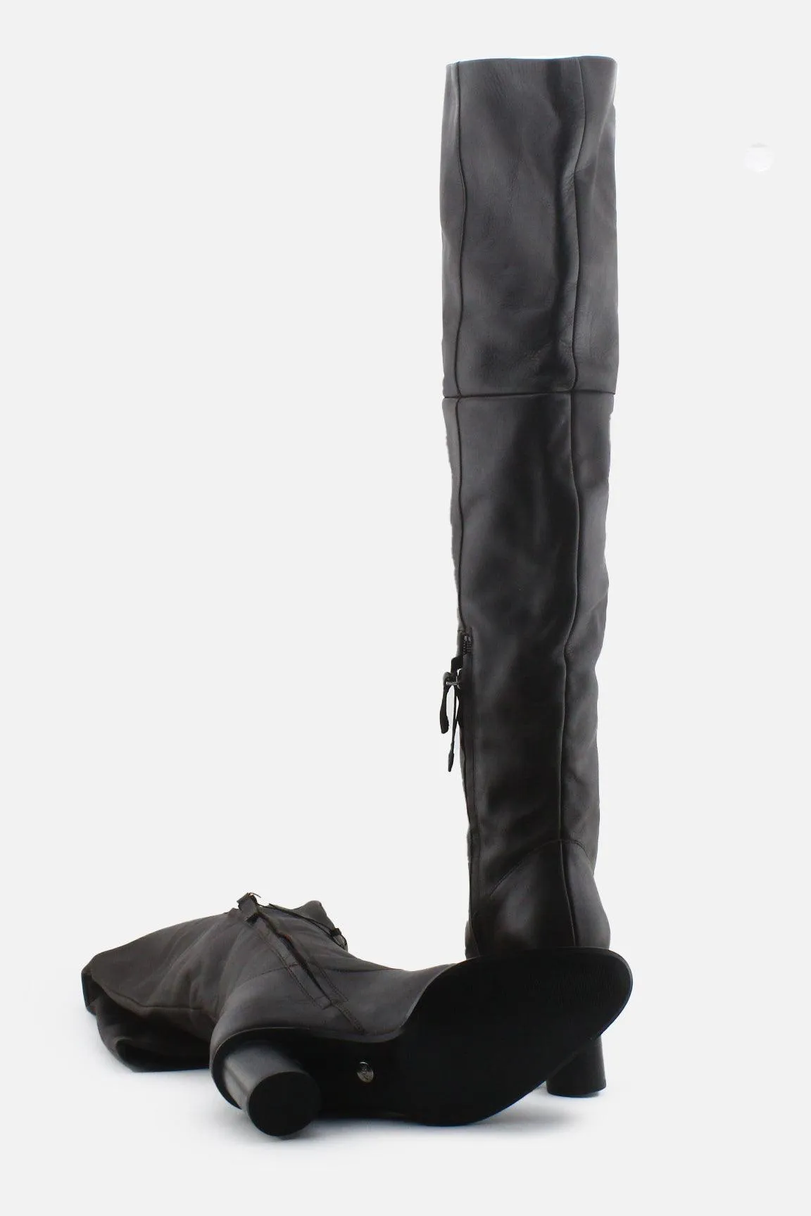Zara Zipper Block Over The Knee Boots | 100% Authentic Leather